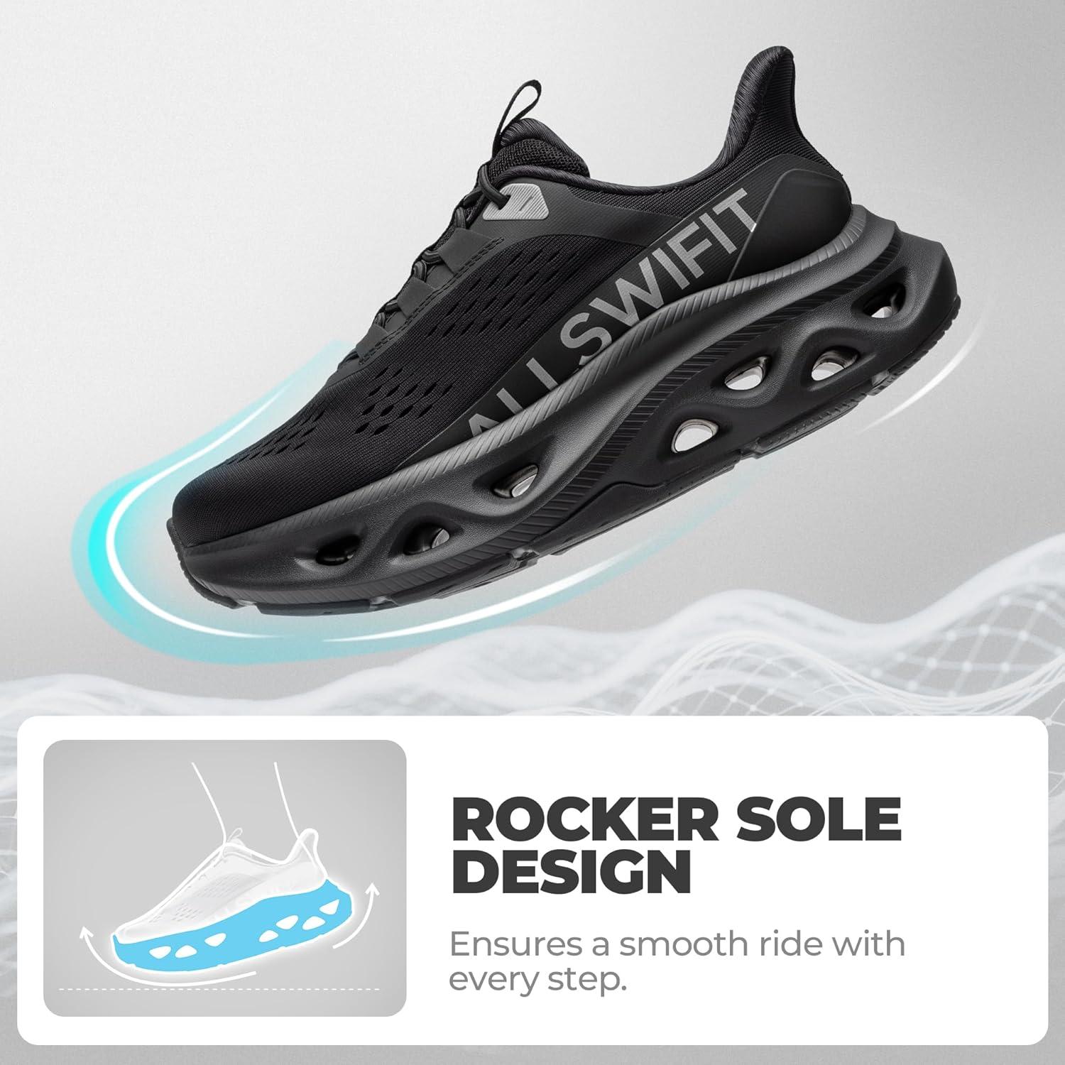 imageWomens Slip On Walking Shoes Hands Free Non Slip Comfort Workout Gym Athletic Casual Breathable Running Tennis MoveSlide Fashion SneakersAll Black