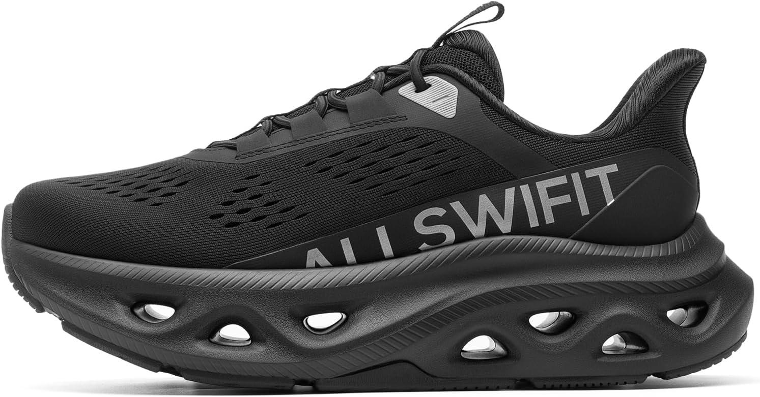 imageWomens Slip On Walking Shoes Hands Free Non Slip Comfort Workout Gym Athletic Casual Breathable Running Tennis MoveSlide Fashion SneakersAll Black