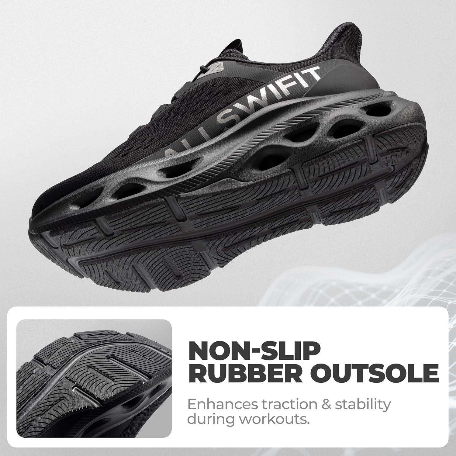 imageWomens Slip On Walking Shoes Hands Free Non Slip Comfort Workout Gym Athletic Casual Breathable Running Tennis MoveSlide Fashion SneakersAll Black