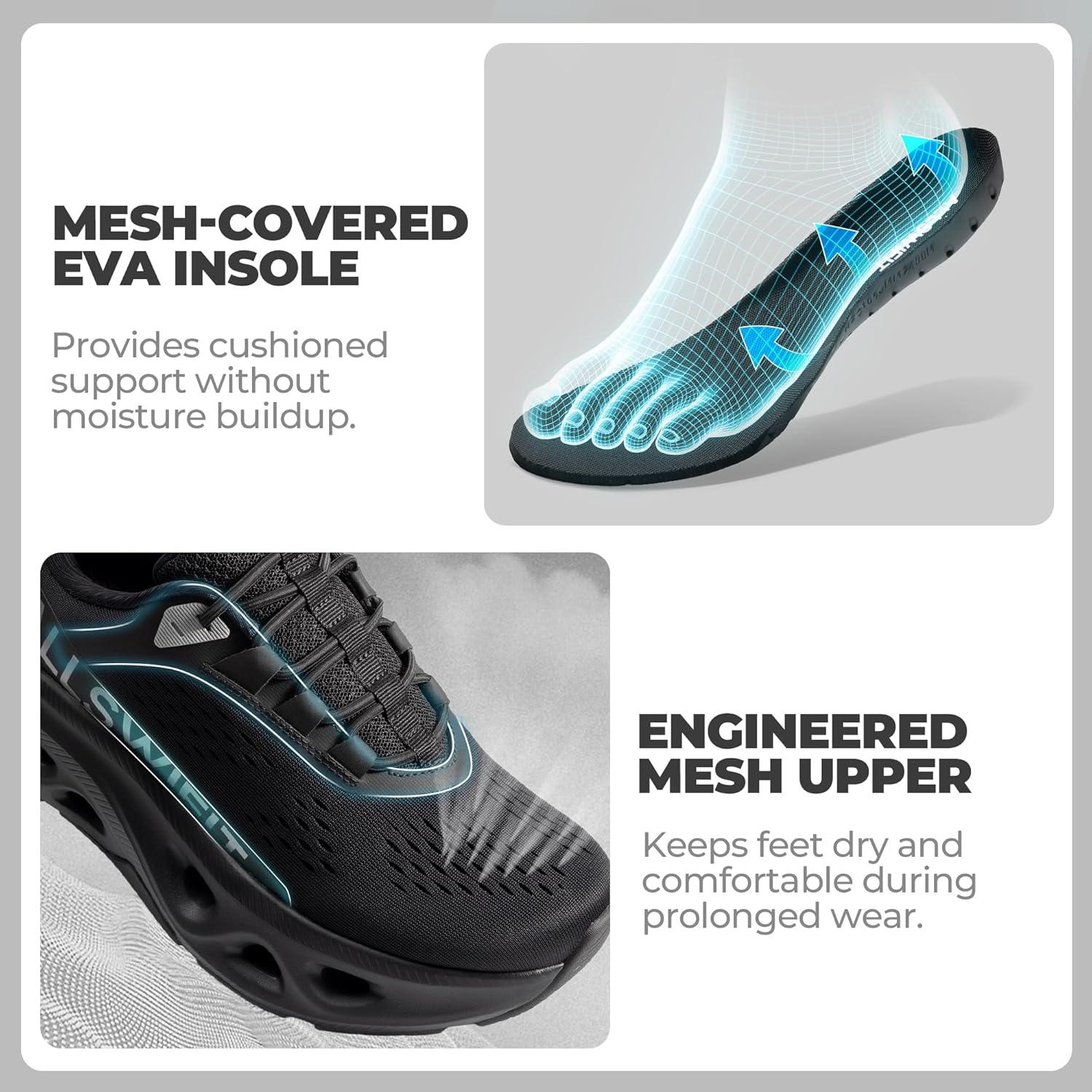 imageWomens Slip On Walking Shoes Hands Free Non Slip Comfort Workout Gym Athletic Casual Breathable Running Tennis MoveSlide Fashion SneakersAll Black