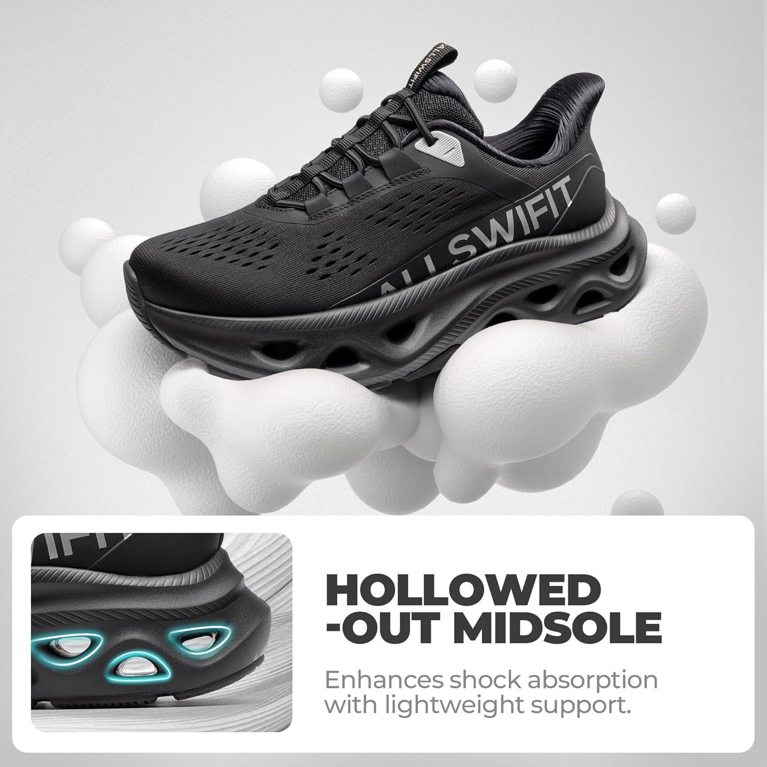 imageWomens Slip On Walking Shoes Hands Free Non Slip Comfort Workout Gym Athletic Casual Breathable Running Tennis MoveSlide Fashion SneakersAll Black