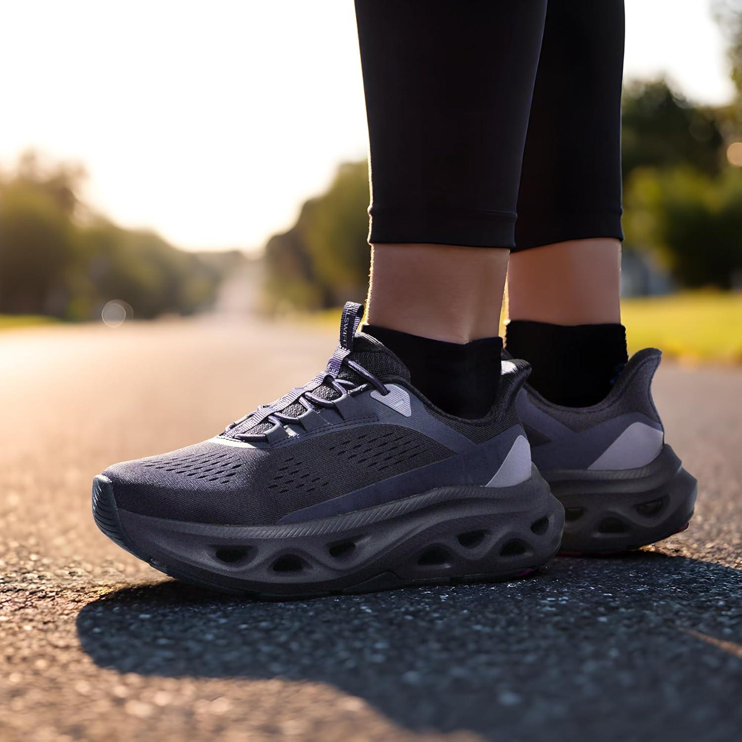 imageWomens Slip On Walking Shoes Hands Free Non Slip Comfort Workout Gym Athletic Casual Breathable Running Tennis MoveSlide Fashion SneakersDark Purple