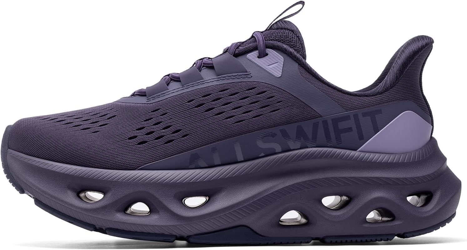 imageWomens Slip On Walking Shoes Hands Free Non Slip Comfort Workout Gym Athletic Casual Breathable Running Tennis MoveSlide Fashion SneakersDark Purple