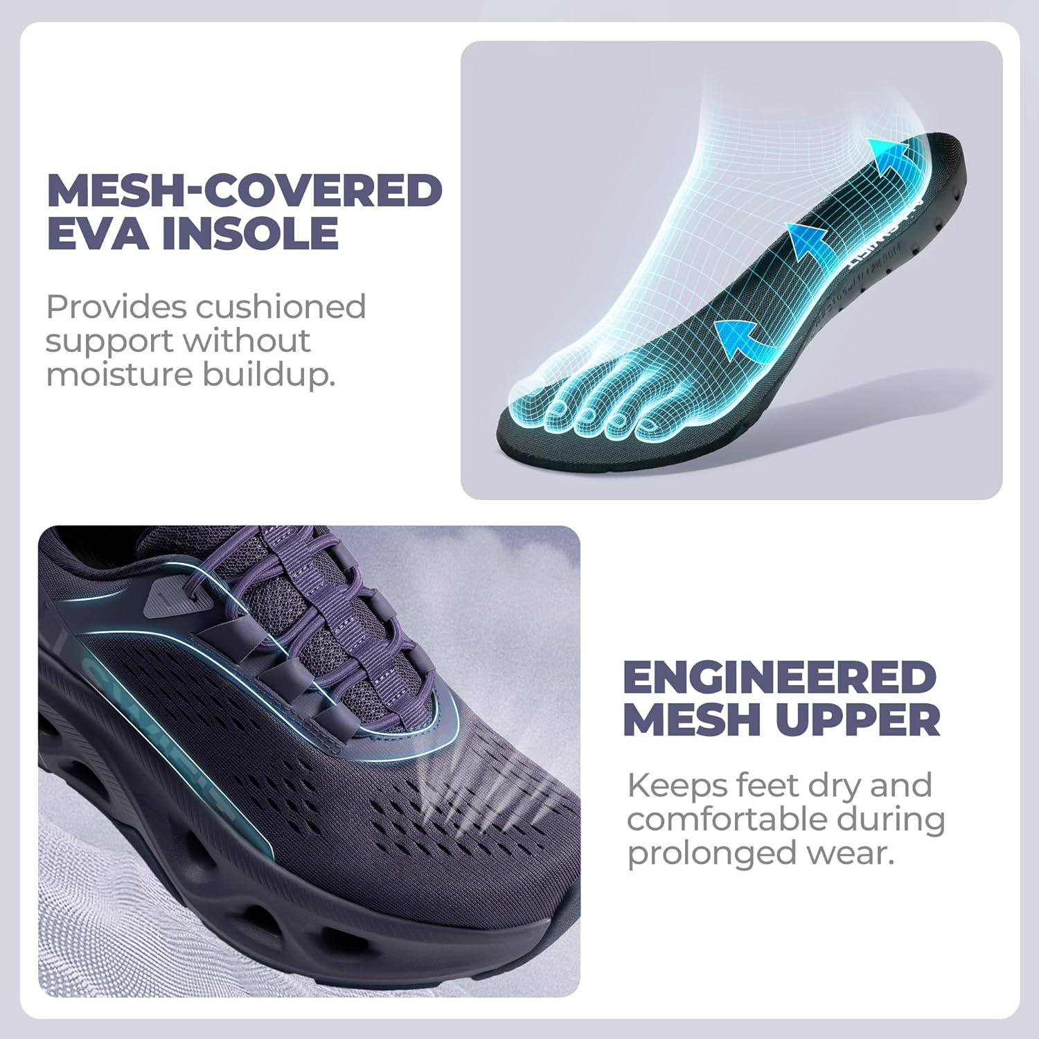 imageWomens Slip On Walking Shoes Hands Free Non Slip Comfort Workout Gym Athletic Casual Breathable Running Tennis MoveSlide Fashion SneakersDark Purple