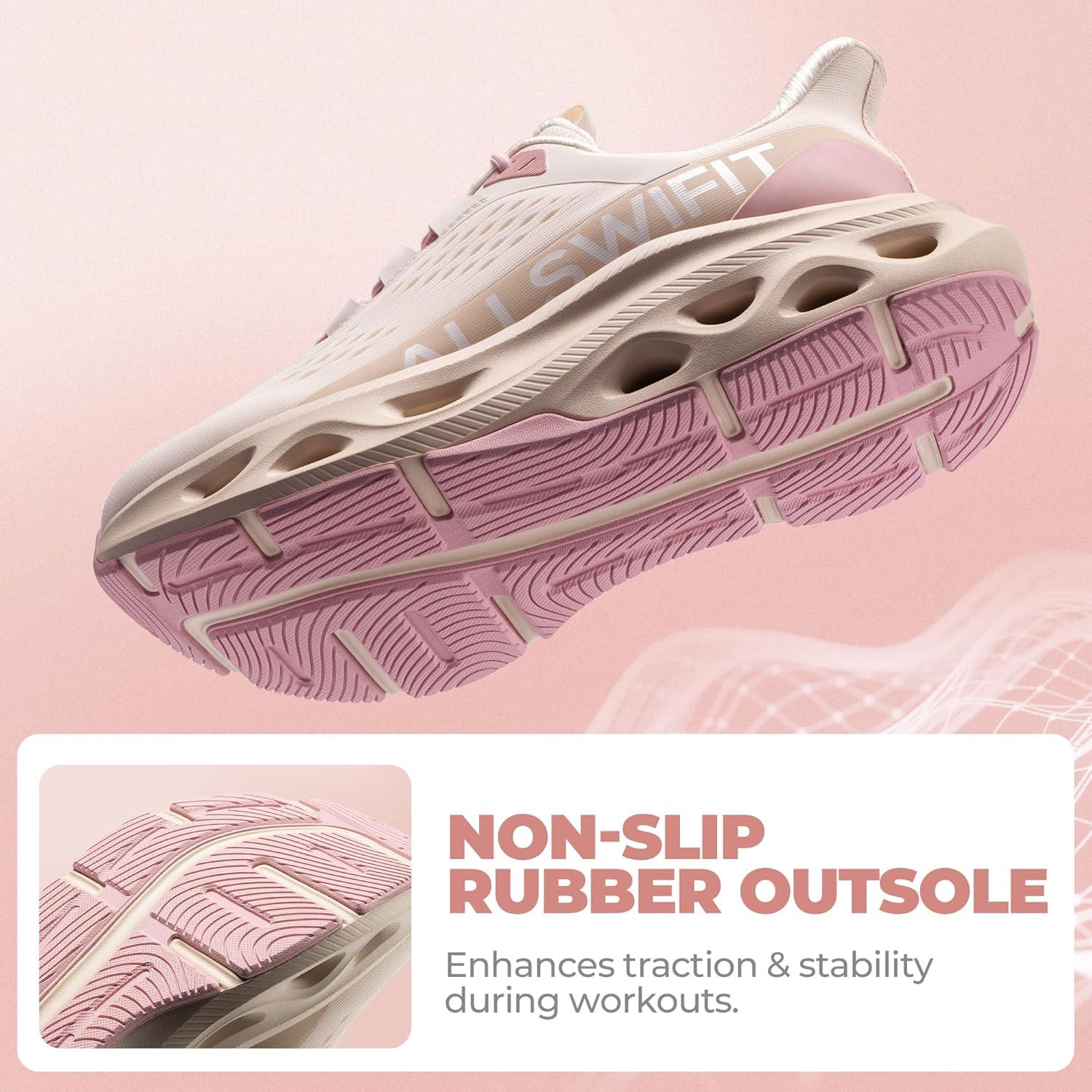 imageWomens Slip On Walking Shoes Hands Free Non Slip Comfort Workout Gym Athletic Casual Breathable Running Tennis MoveSlide Fashion SneakersLight Pink