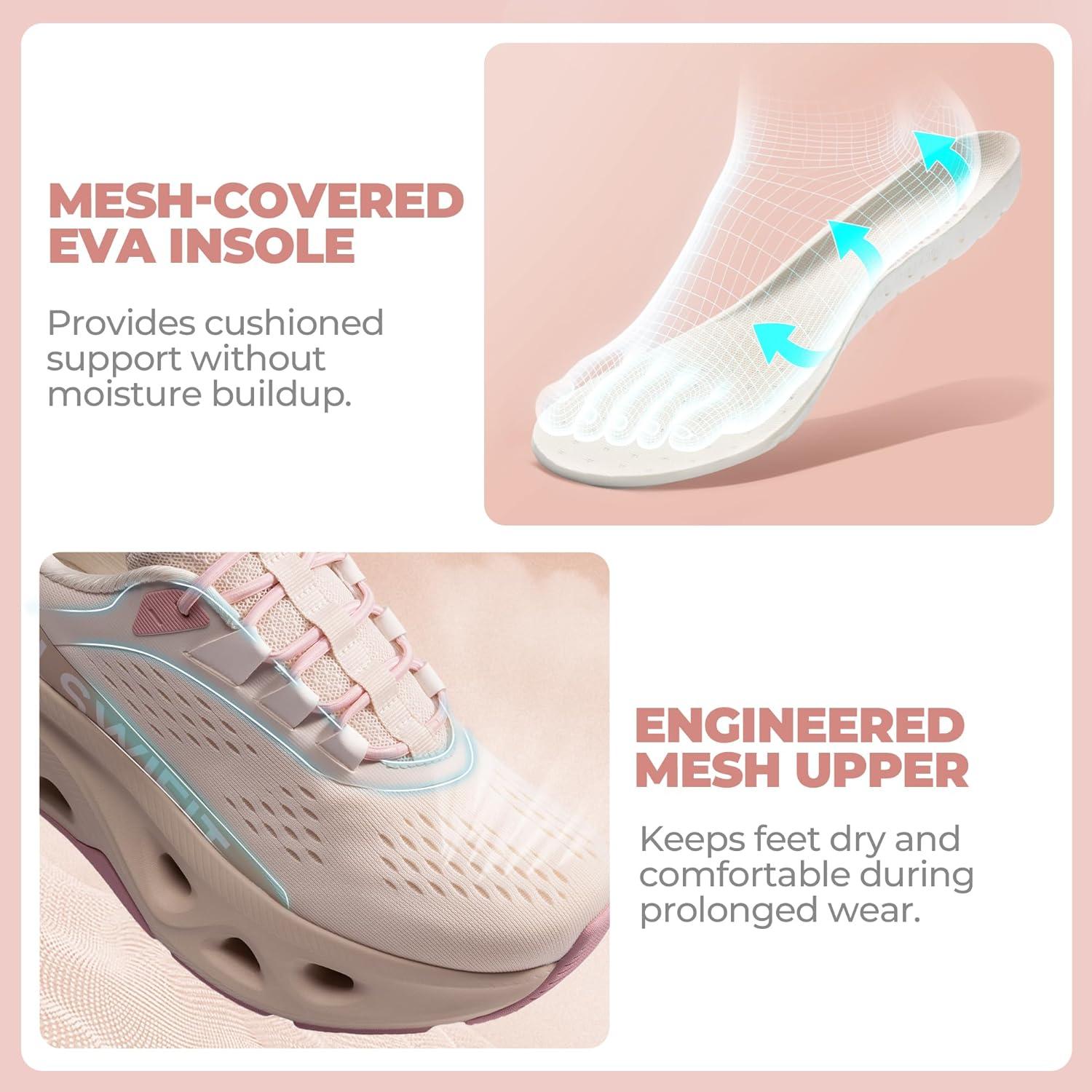 imageWomens Slip On Walking Shoes Hands Free Non Slip Comfort Workout Gym Athletic Casual Breathable Running Tennis MoveSlide Fashion SneakersLight Pink