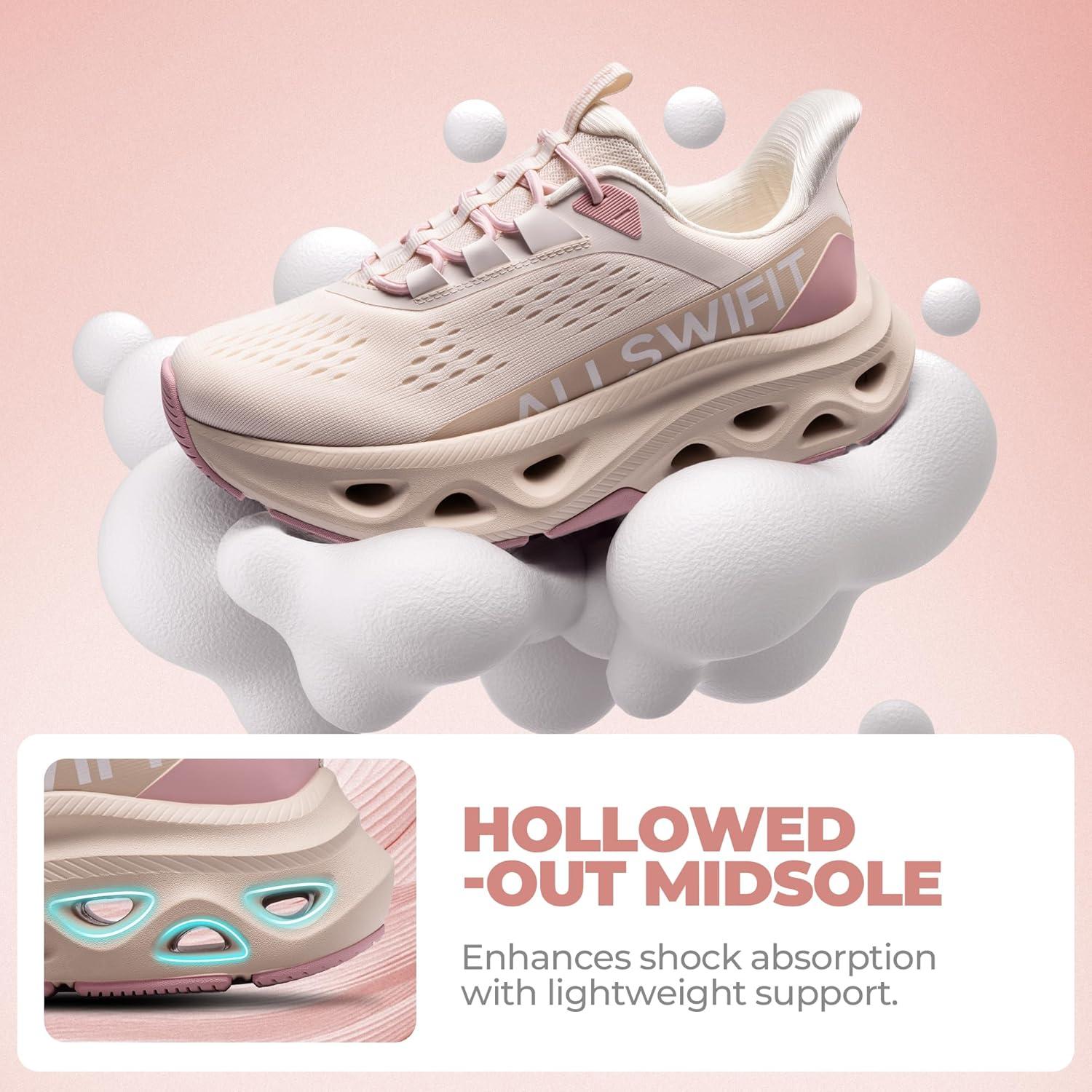 imageWomens Slip On Walking Shoes Hands Free Non Slip Comfort Workout Gym Athletic Casual Breathable Running Tennis MoveSlide Fashion SneakersLight Pink