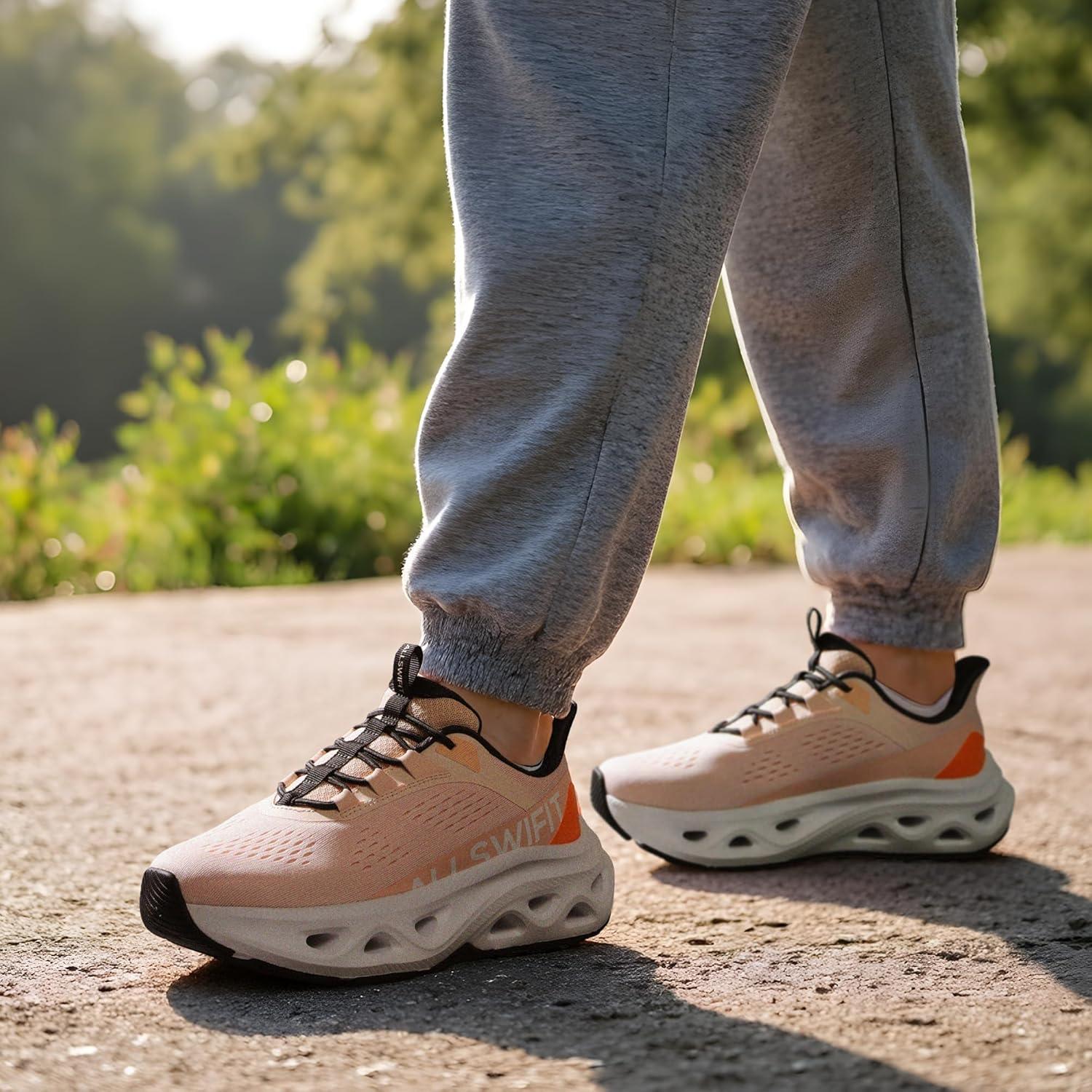 imageWomens Slip On Walking Shoes Hands Free Non Slip Comfort Workout Gym Athletic Casual Breathable Running Tennis MoveSlide Fashion SneakersPinkOrange