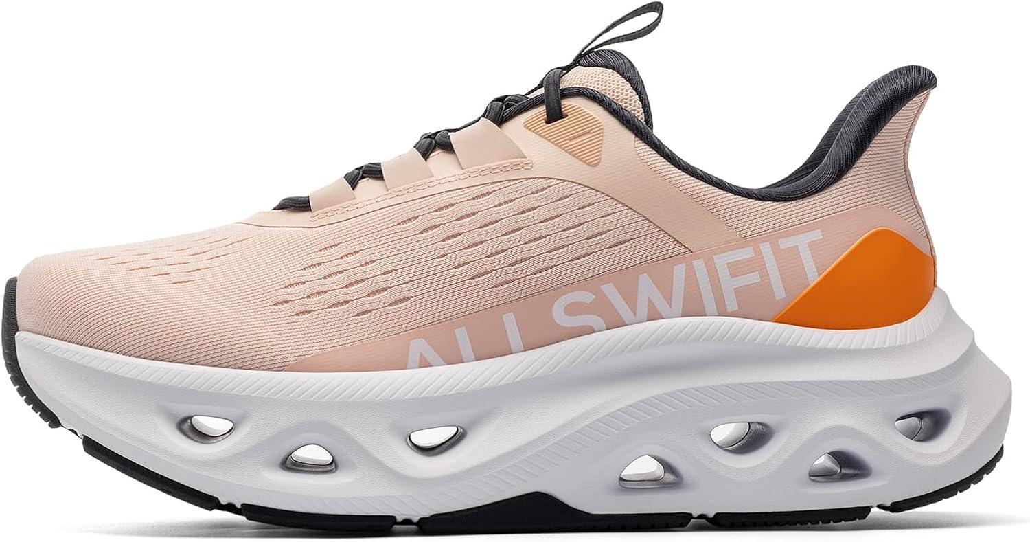 imageWomens Slip On Walking Shoes Hands Free Non Slip Comfort Workout Gym Athletic Casual Breathable Running Tennis MoveSlide Fashion SneakersPinkOrange