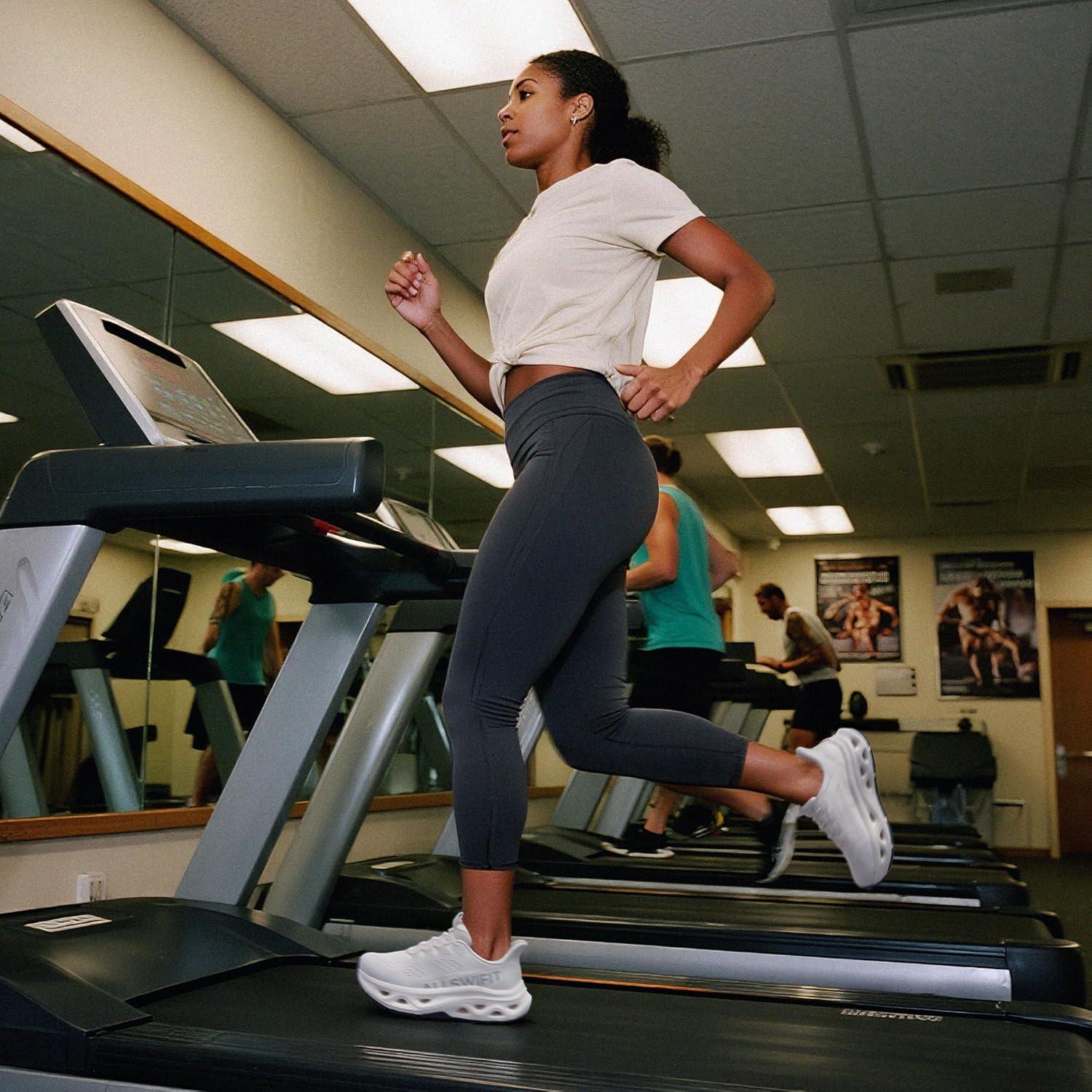 imageWomens Slip On Walking Shoes Hands Free Non Slip Comfort Workout Gym Athletic Casual Breathable Running Tennis MoveSlide Fashion SneakersWhite