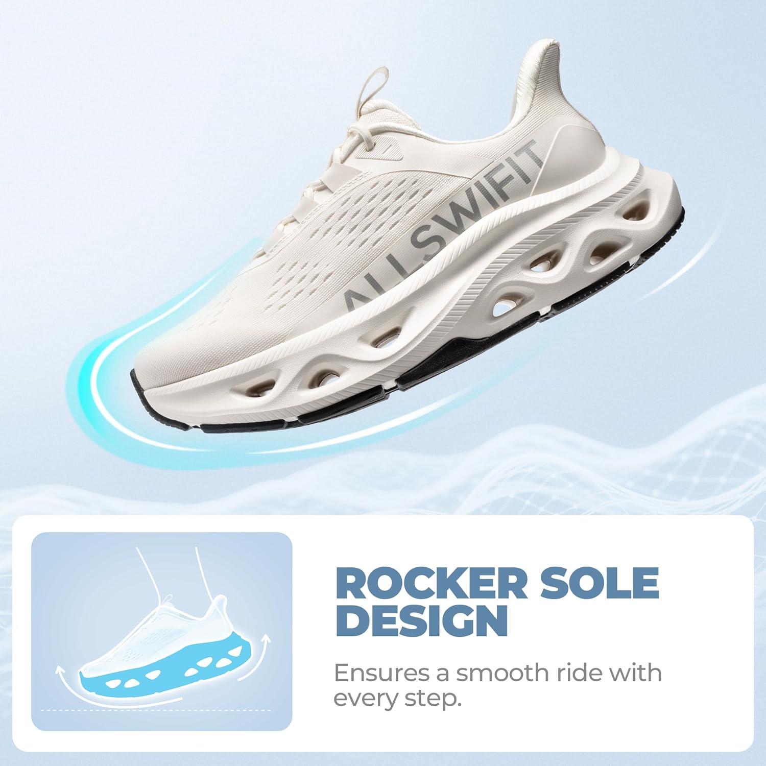 imageWomens Slip On Walking Shoes Hands Free Non Slip Comfort Workout Gym Athletic Casual Breathable Running Tennis MoveSlide Fashion SneakersWhite
