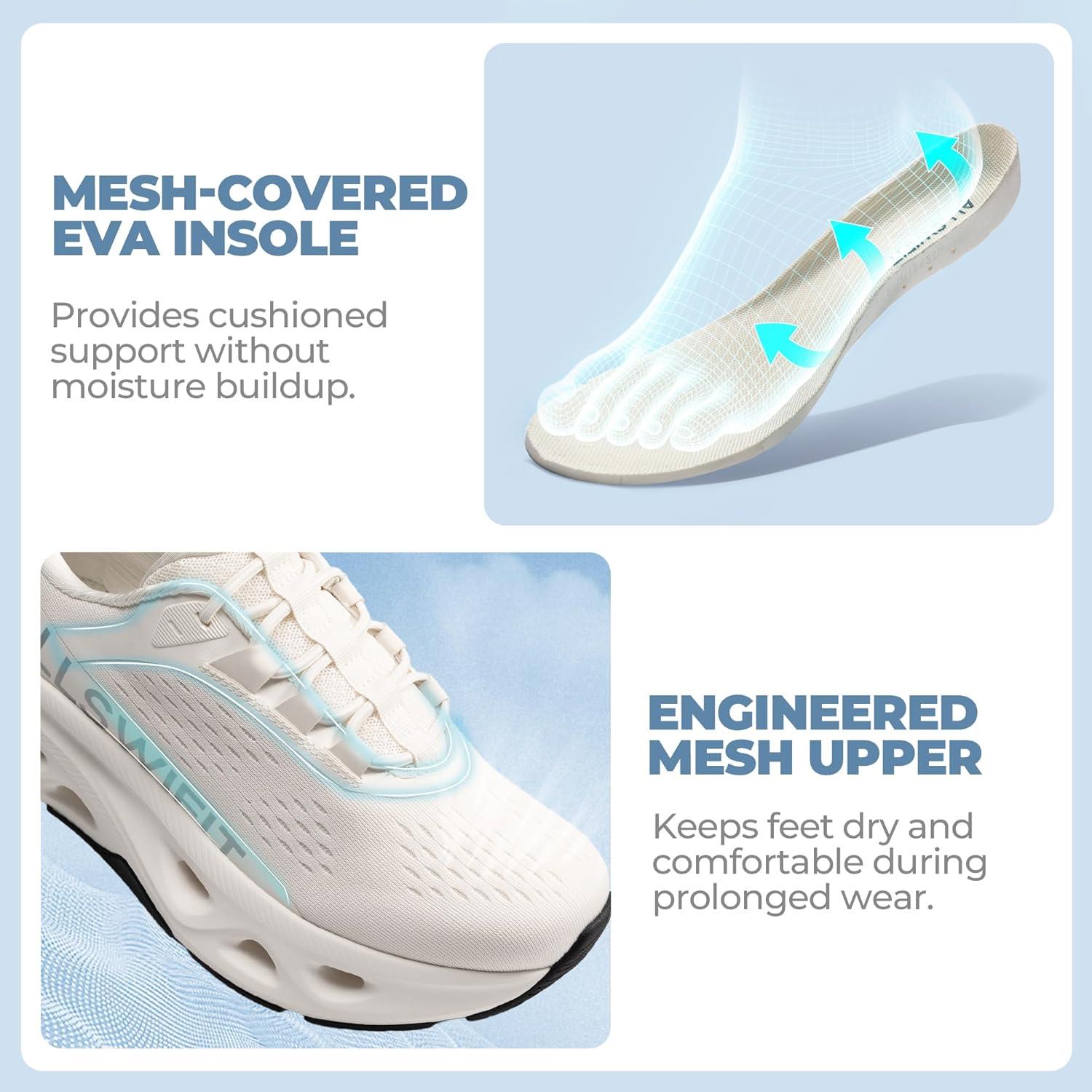 imageWomens Slip On Walking Shoes Hands Free Non Slip Comfort Workout Gym Athletic Casual Breathable Running Tennis MoveSlide Fashion SneakersWhite