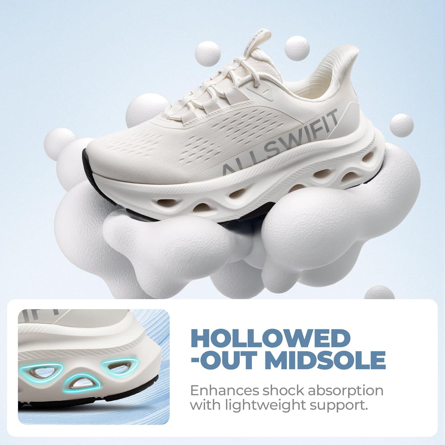 imageWomens Slip On Walking Shoes Hands Free Non Slip Comfort Workout Gym Athletic Casual Breathable Running Tennis MoveSlide Fashion SneakersWhite