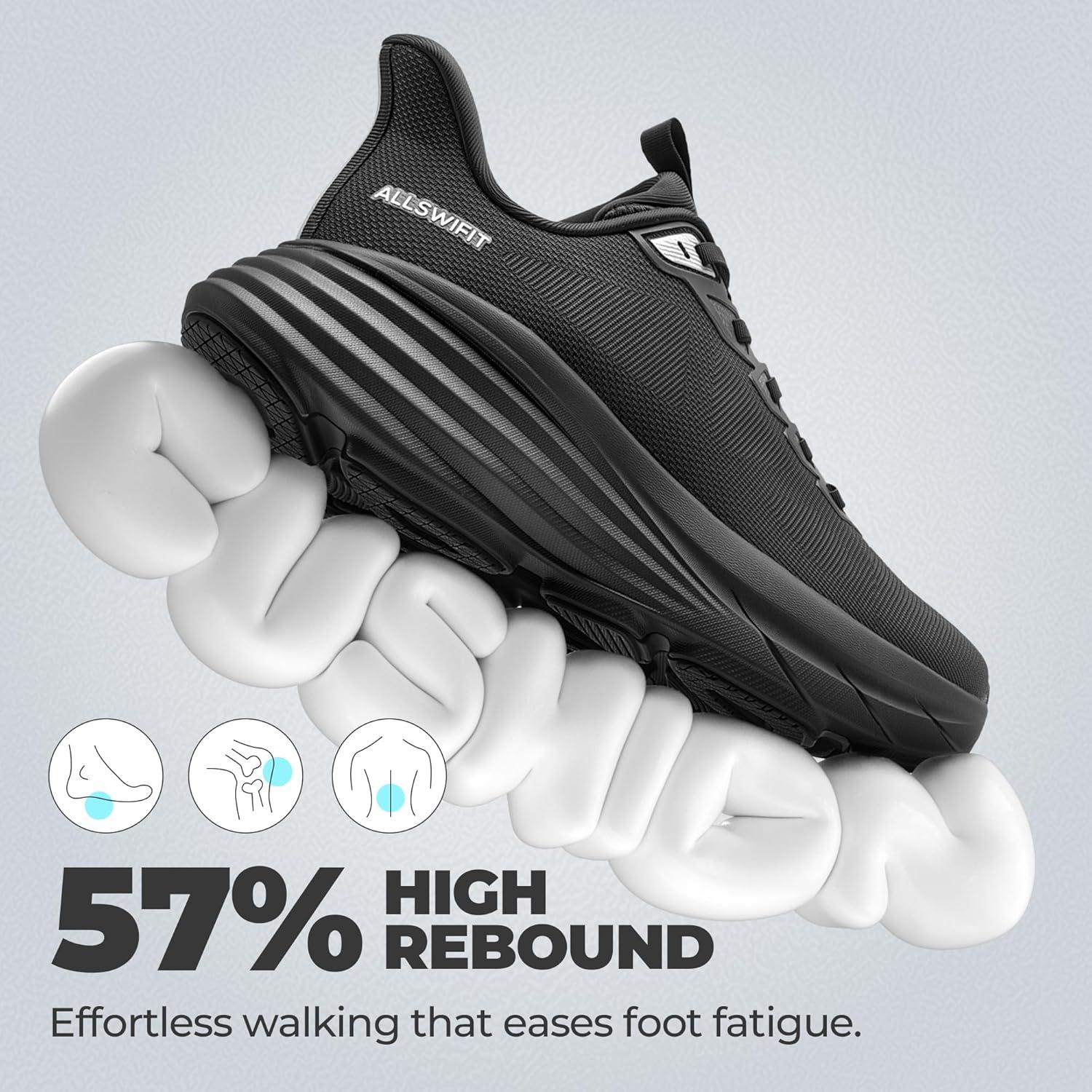 imageWomens Slip On Walking Shoes HandsFree Cushion Running Tennis NonSlip Comfortable Gym Workout Athletic Breathable Fashion Sneakers SwiftLiteAll Black