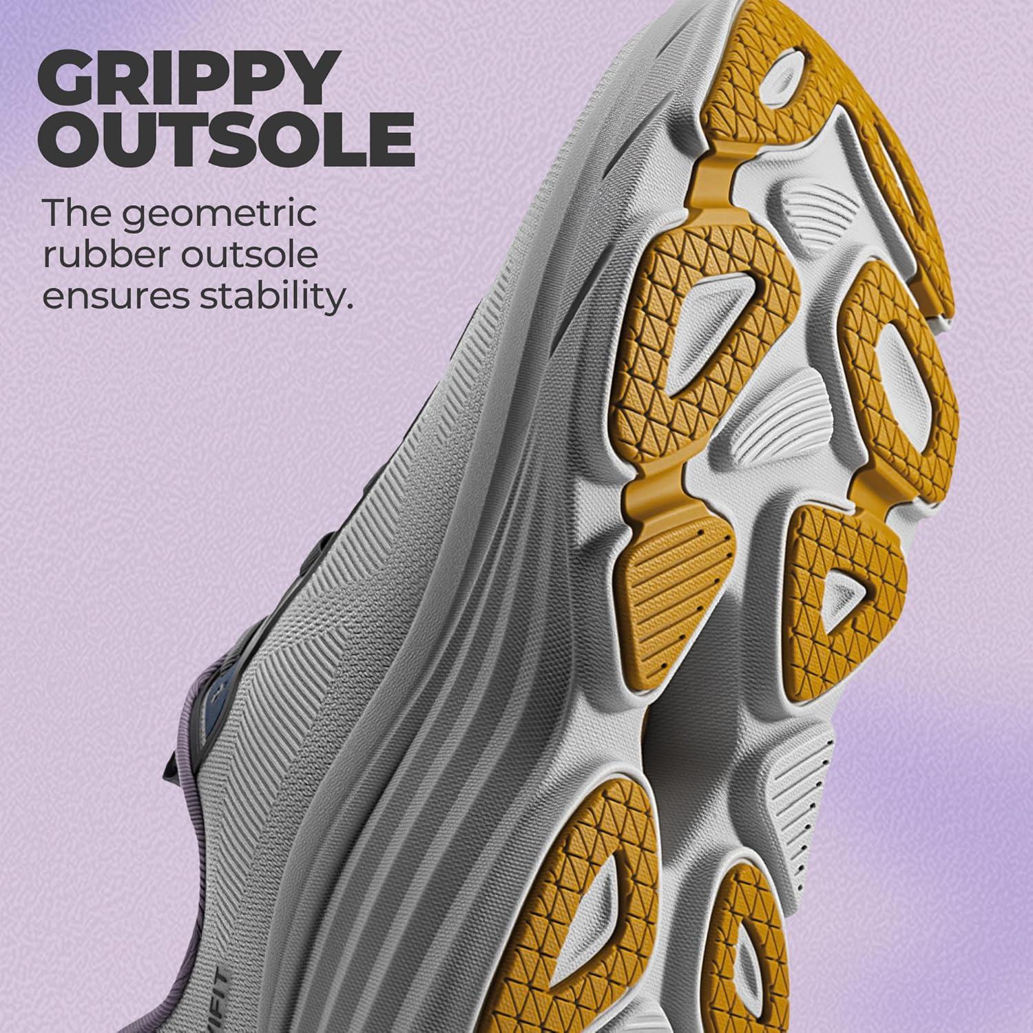 imageWomens Slip On Walking Shoes HandsFree Cushion Running Tennis NonSlip Comfortable Gym Workout Athletic Breathable Fashion Sneakers SwiftLiteGrey Purple