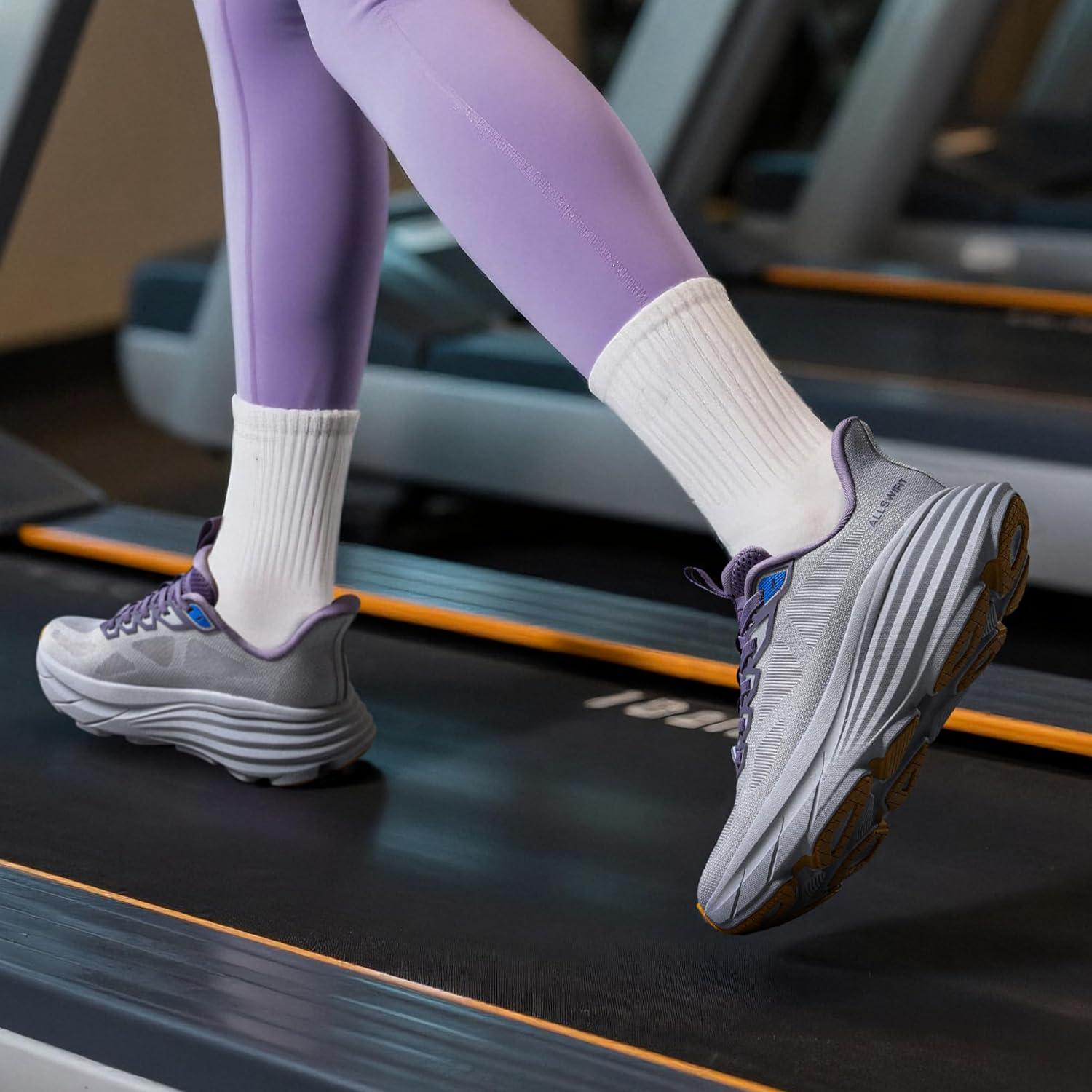 imageWomens Slip On Walking Shoes HandsFree Cushion Running Tennis NonSlip Comfortable Gym Workout Athletic Breathable Fashion Sneakers SwiftLiteGrey Purple