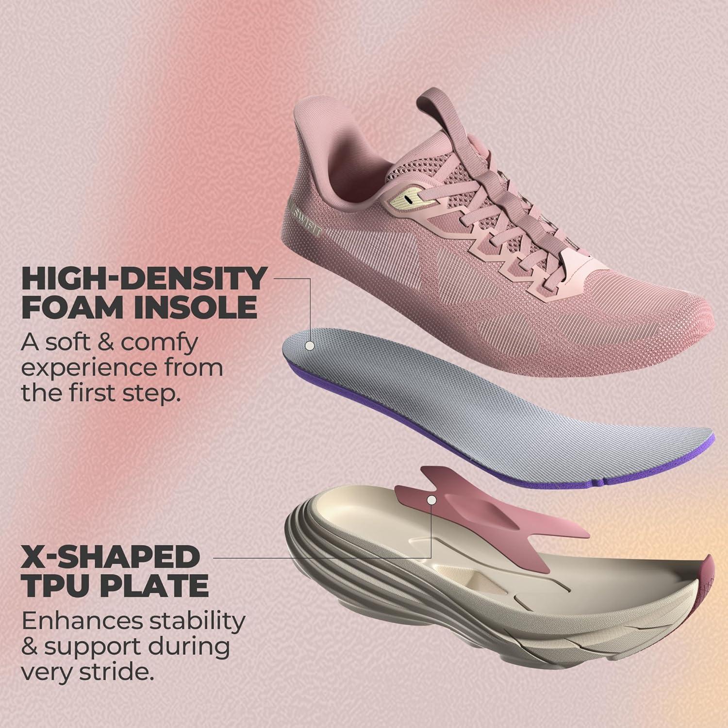 imageWomens Slip On Walking Shoes HandsFree Cushion Running Tennis NonSlip Comfortable Gym Workout Athletic Breathable Fashion Sneakers SwiftLitePink