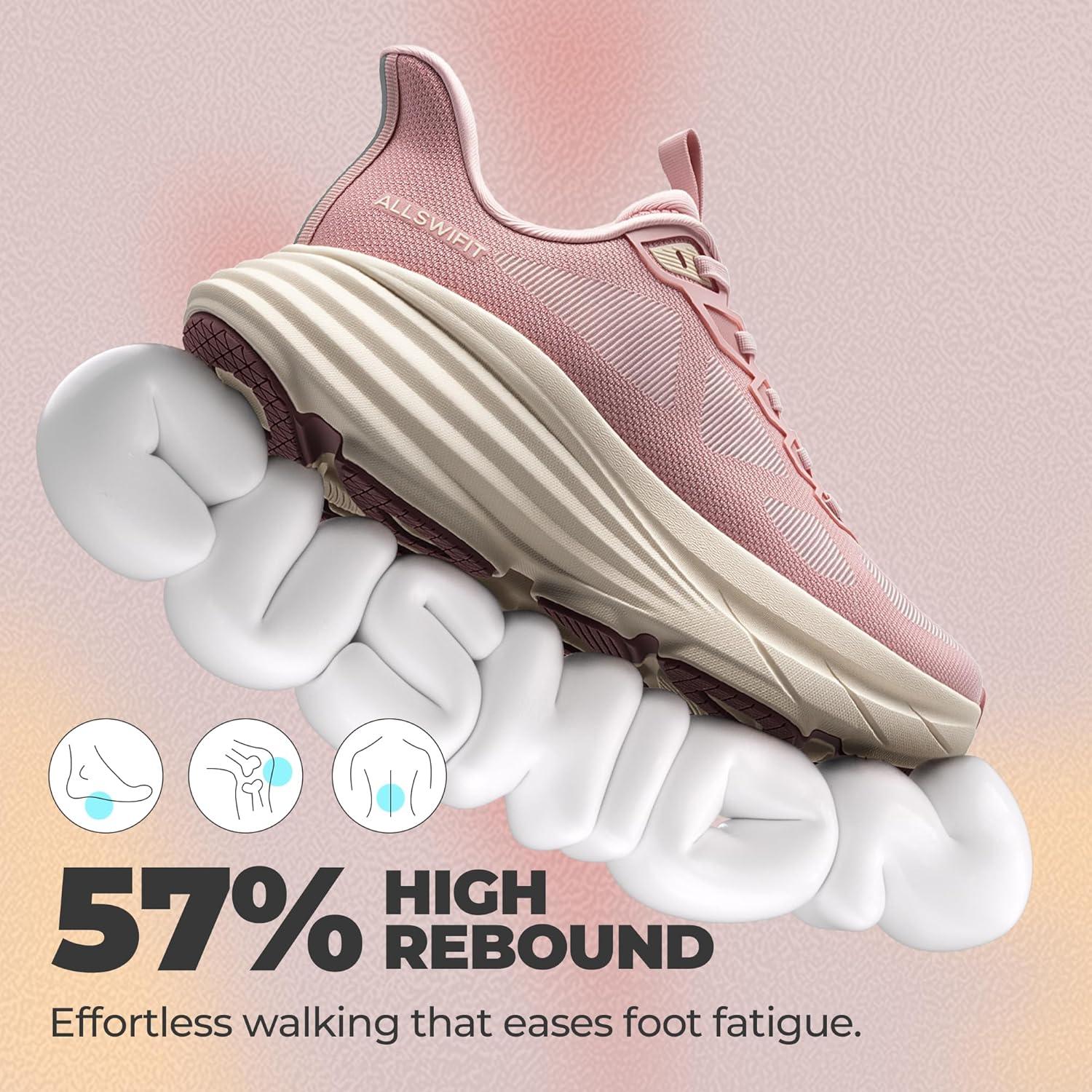 imageWomens Slip On Walking Shoes HandsFree Cushion Running Tennis NonSlip Comfortable Gym Workout Athletic Breathable Fashion Sneakers SwiftLitePink