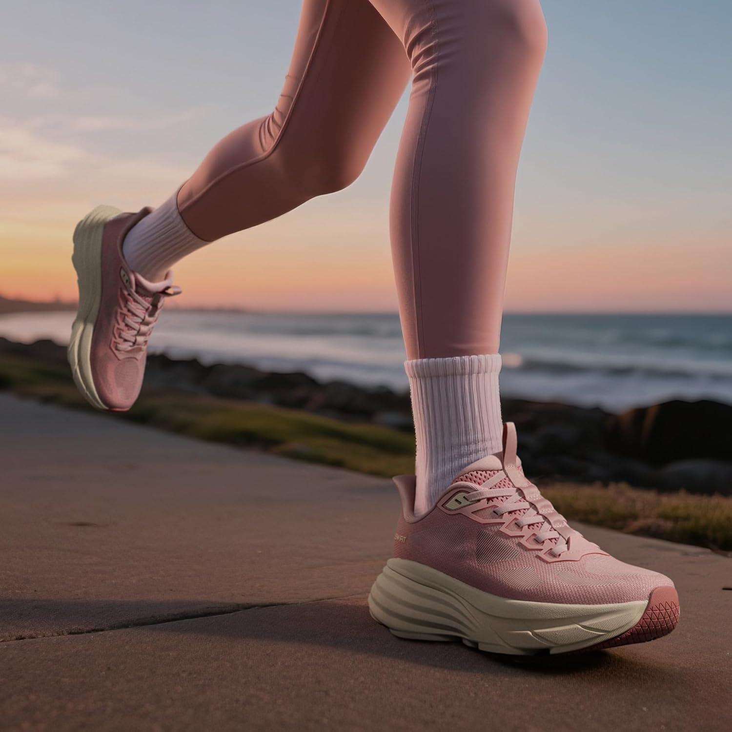 imageWomens Slip On Walking Shoes HandsFree Cushion Running Tennis NonSlip Comfortable Gym Workout Athletic Breathable Fashion Sneakers SwiftLitePink