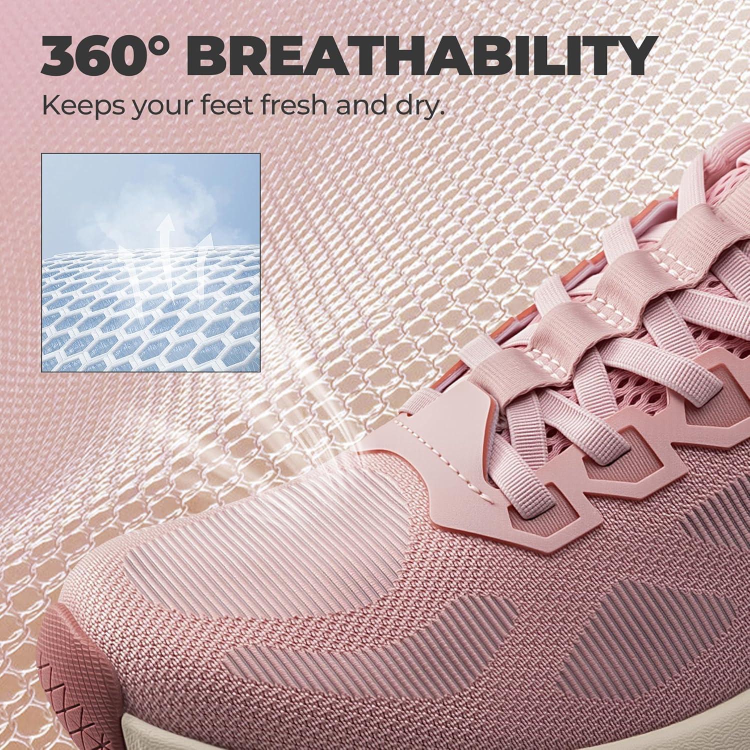 imageWomens Slip On Walking Shoes HandsFree Cushion Running Tennis NonSlip Comfortable Gym Workout Athletic Breathable Fashion Sneakers SwiftLitePink