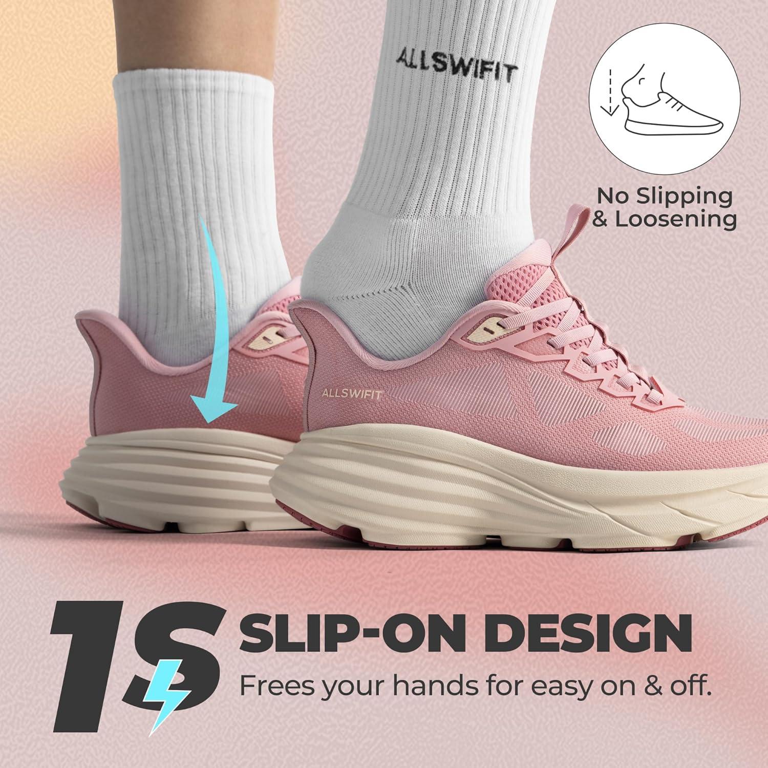 imageWomens Slip On Walking Shoes HandsFree Cushion Running Tennis NonSlip Comfortable Gym Workout Athletic Breathable Fashion Sneakers SwiftLitePink