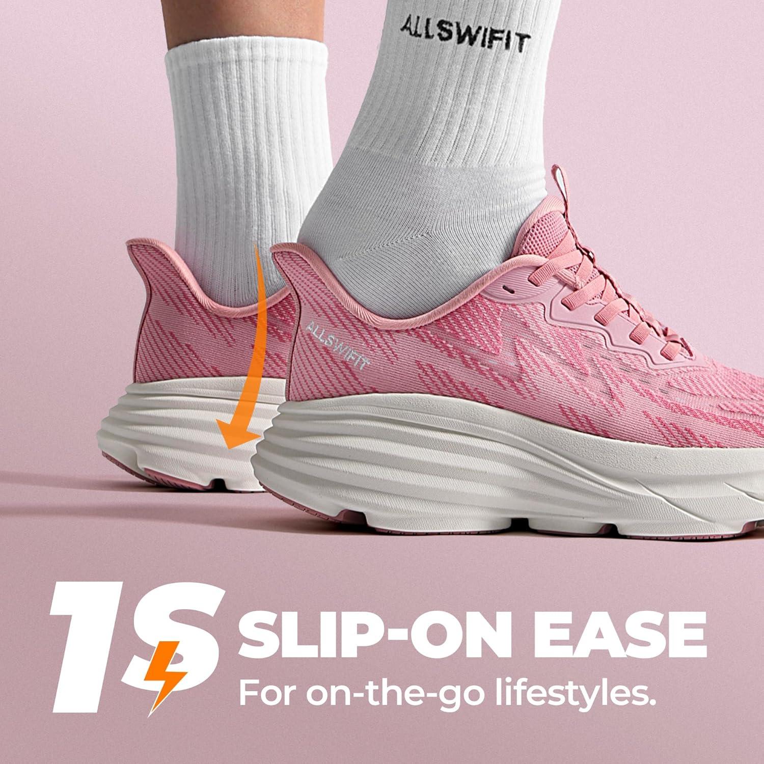 imageWomens Slip On Walking Shoes HandsFree Cushion Running Tennis SwiftPlush NonSlip Comfortable Workout Gym Athletic Fashion SneakersPink