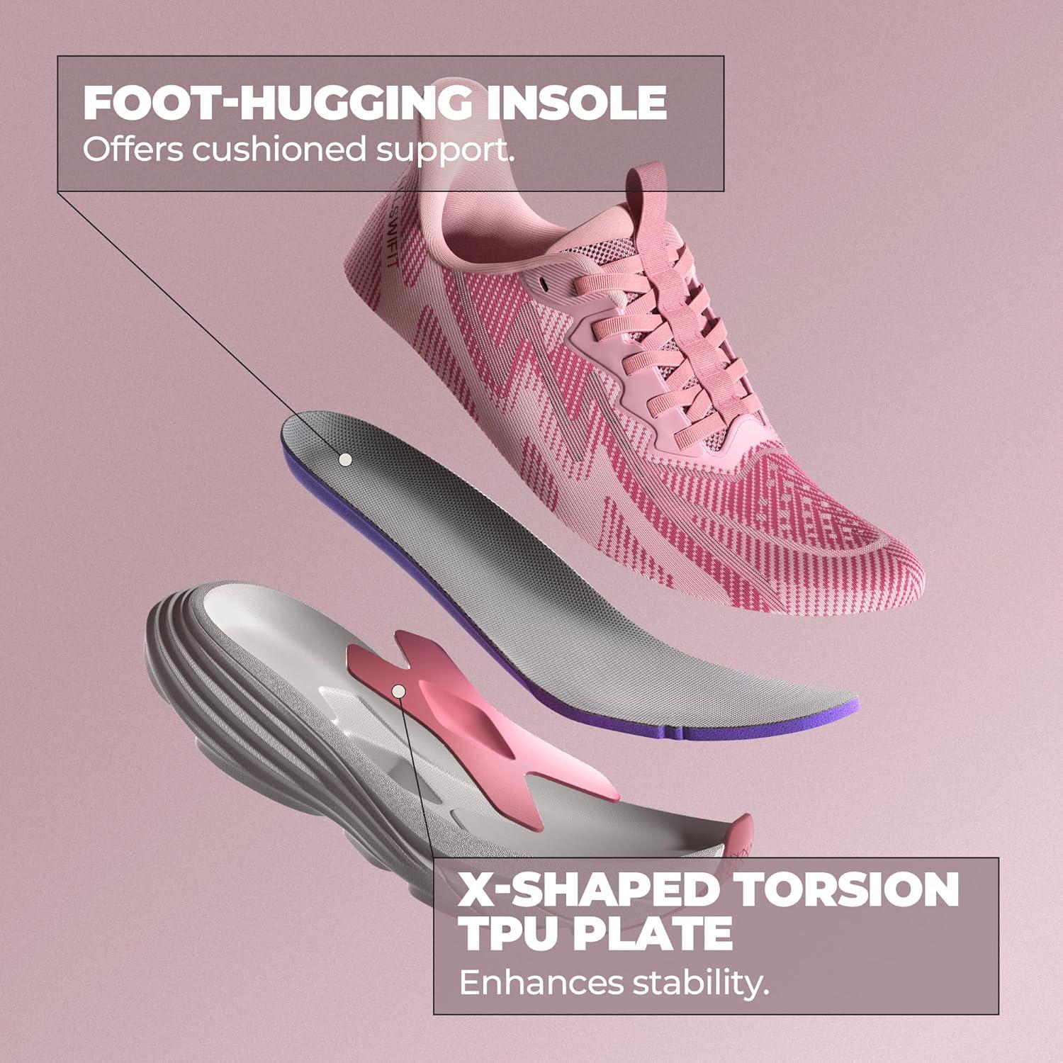 imageWomens Slip On Walking Shoes HandsFree Cushion Running Tennis SwiftPlush NonSlip Comfortable Workout Gym Athletic Fashion SneakersPink