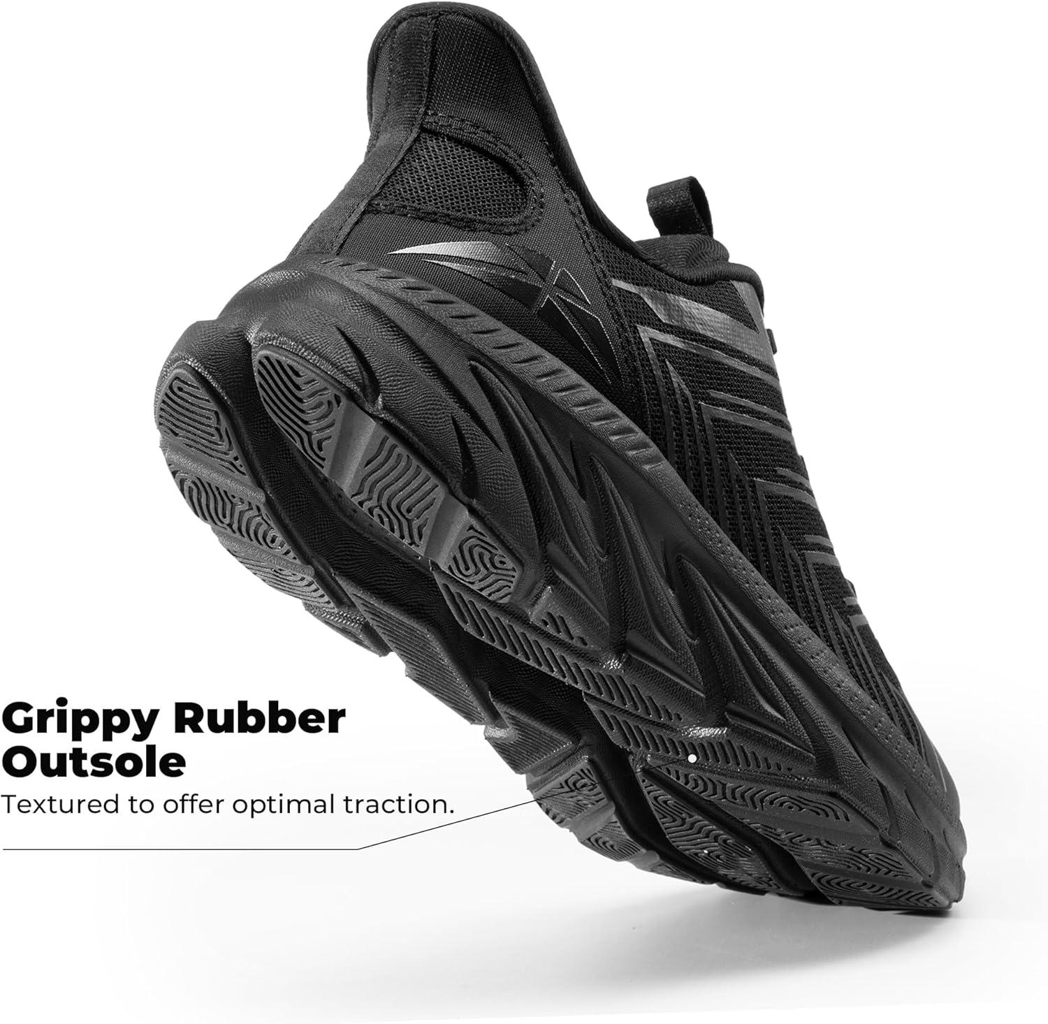 imageWomens Slip On Walking Shoes Running Comfortable Tennis Breathable Non Slip Athletic Gym Workout Cross Training Fashion SneakersAll Black