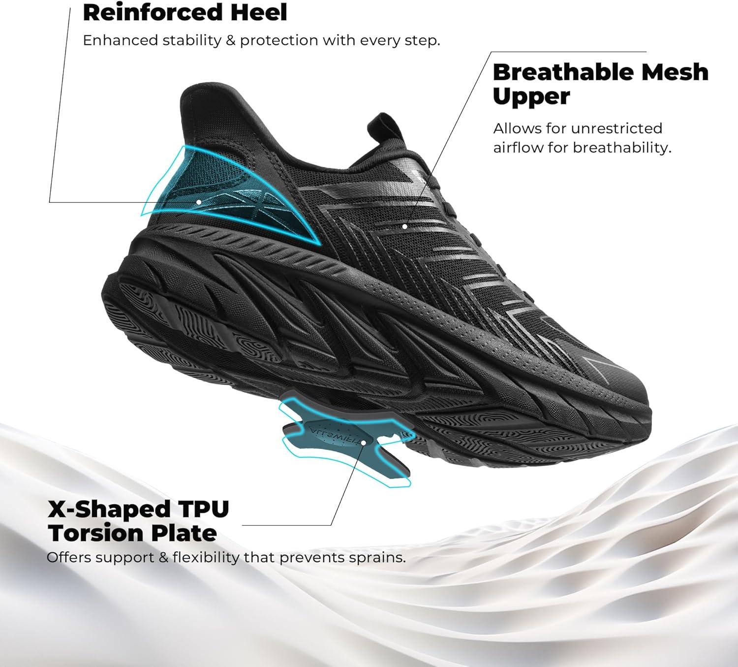 imageWomens Slip On Walking Shoes Running Comfortable Tennis Breathable Non Slip Athletic Gym Workout Cross Training Fashion SneakersAll Black