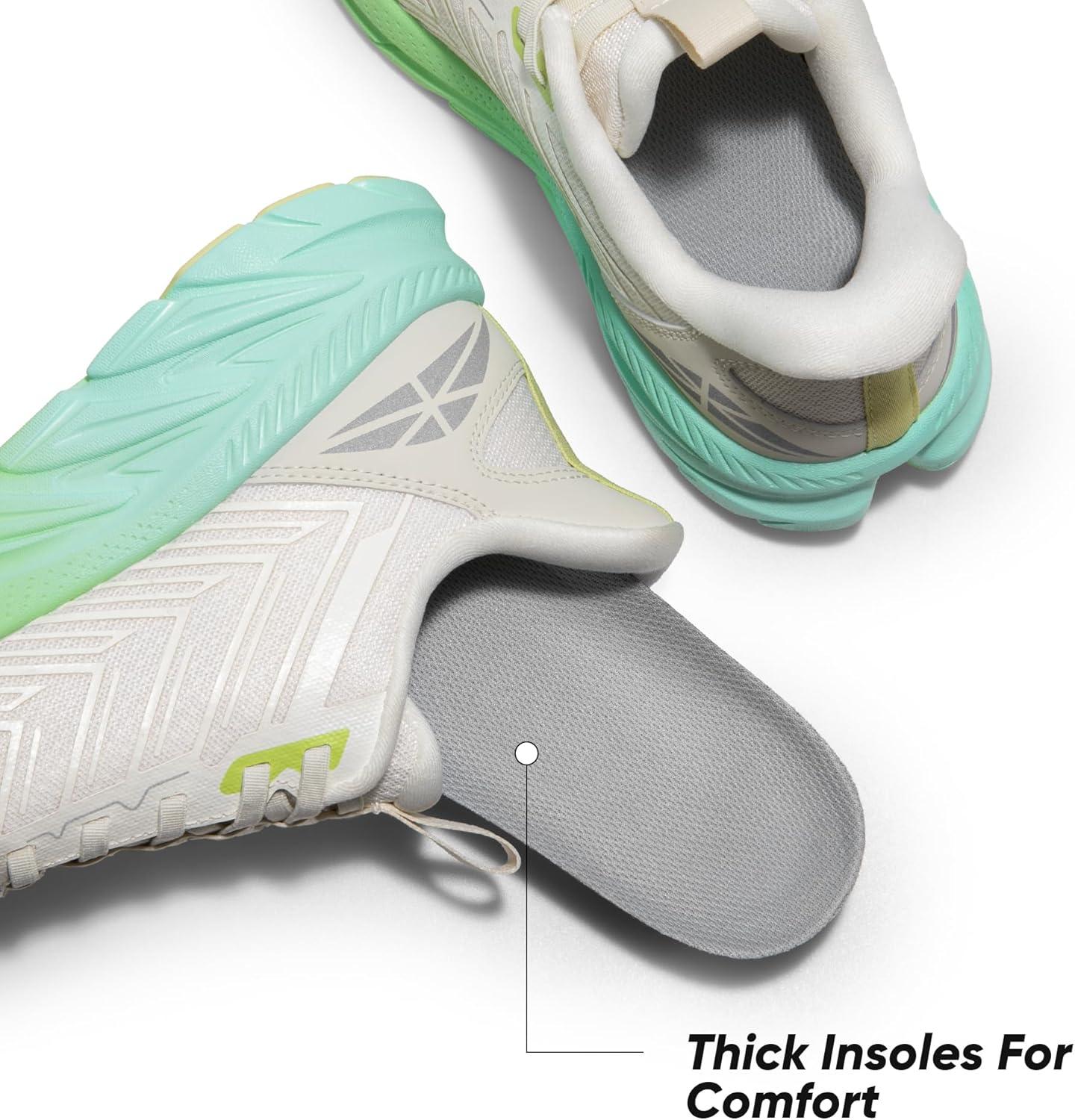 imageWomens Slip On Walking Shoes Running Comfortable Tennis Breathable Non Slip Athletic Gym Workout Cross Training Fashion SneakersBeigeGreen