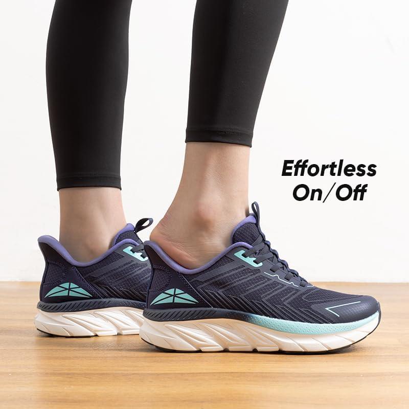 imageWomens Slip On Walking Shoes Running Comfortable Tennis Breathable Non Slip Athletic Gym Workout Cross Training Fashion SneakersBlue