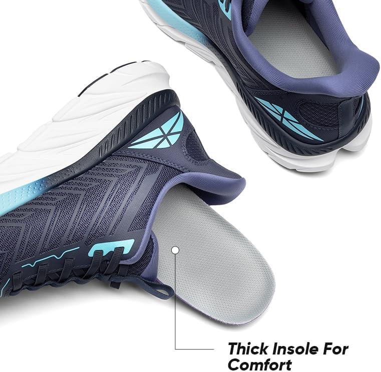 imageWomens Slip On Walking Shoes Running Comfortable Tennis Breathable Non Slip Athletic Gym Workout Cross Training Fashion SneakersBlue