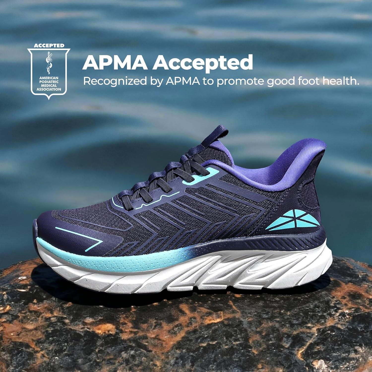 imageWomens Slip On Walking Shoes Running Comfortable Tennis Breathable Non Slip Athletic Gym Workout Cross Training Fashion SneakersBlue