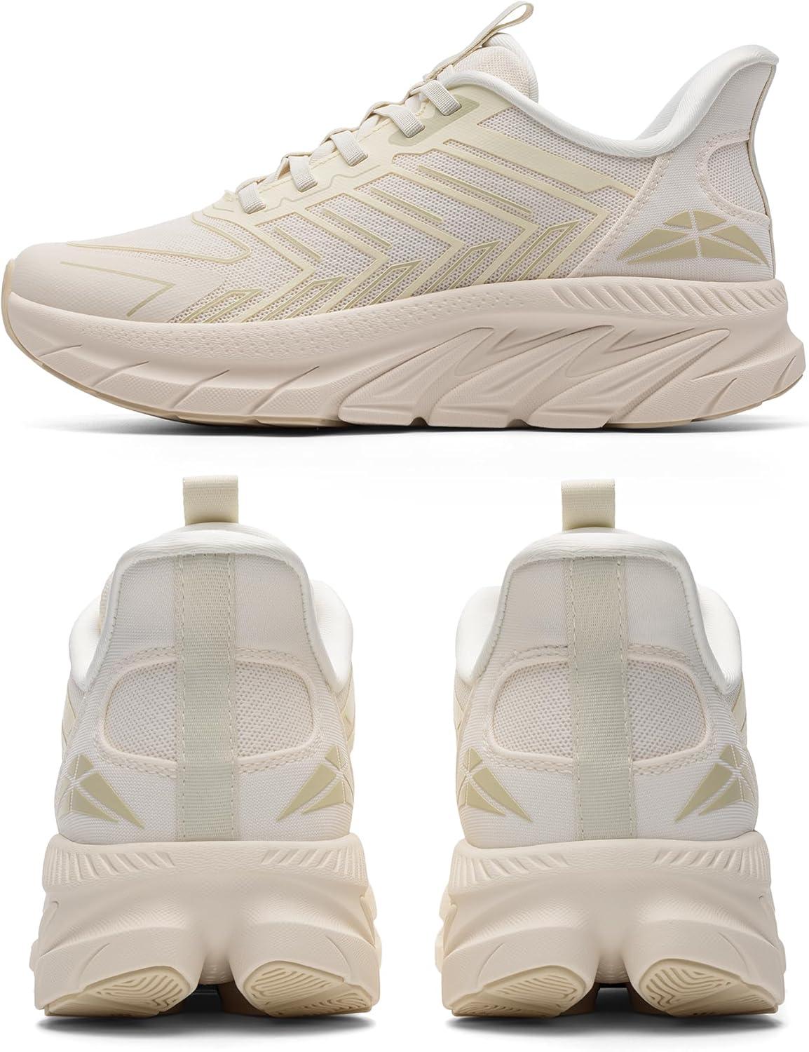 imageWomens Slip On Walking Shoes Running Comfortable Tennis Breathable Non Slip Athletic Gym Workout Cross Training Fashion SneakersIvory