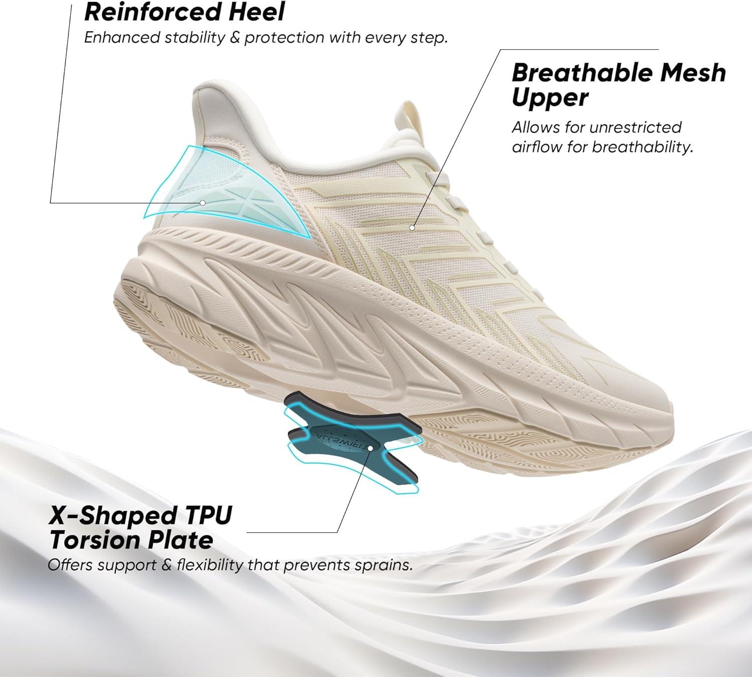 imageWomens Slip On Walking Shoes Running Comfortable Tennis Breathable Non Slip Athletic Gym Workout Cross Training Fashion SneakersIvory