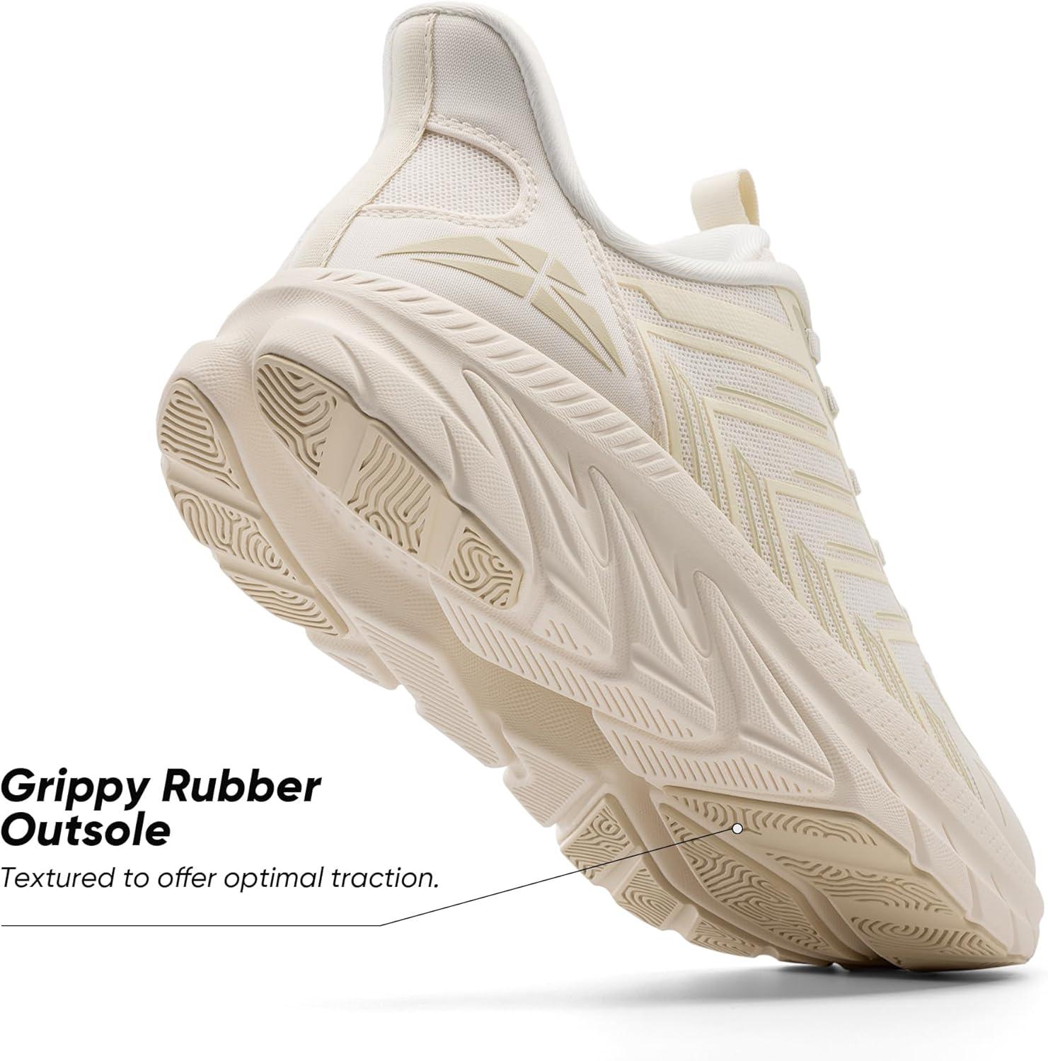 imageWomens Slip On Walking Shoes Running Comfortable Tennis Breathable Non Slip Athletic Gym Workout Cross Training Fashion SneakersIvory