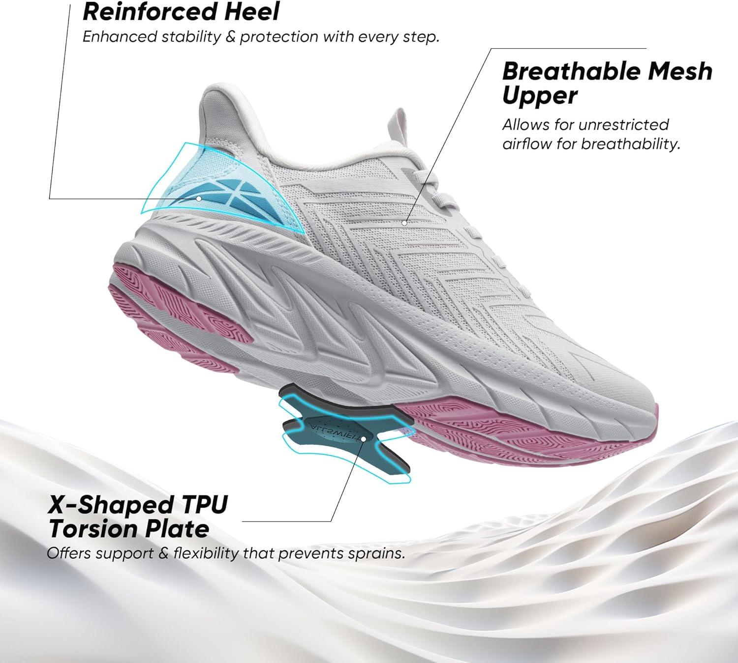 imageWomens Slip On Walking Shoes Running Comfortable Tennis Breathable Non Slip Athletic Gym Workout Cross Training Fashion SneakersLight Grey Purple