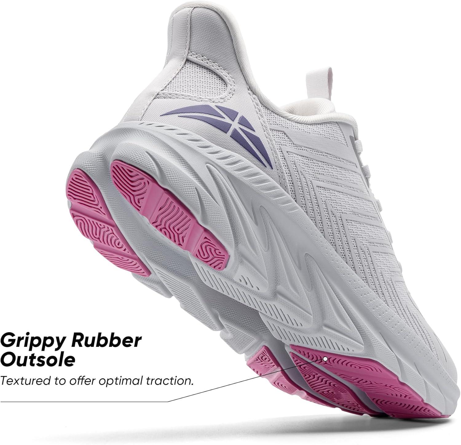 imageWomens Slip On Walking Shoes Running Comfortable Tennis Breathable Non Slip Athletic Gym Workout Cross Training Fashion SneakersLight Grey Purple