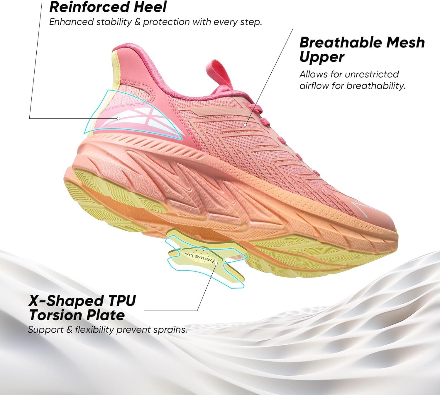 imageWomens Slip On Walking Shoes Running Comfortable Tennis Breathable Non Slip Athletic Gym Workout Cross Training Fashion SneakersPinkOrange