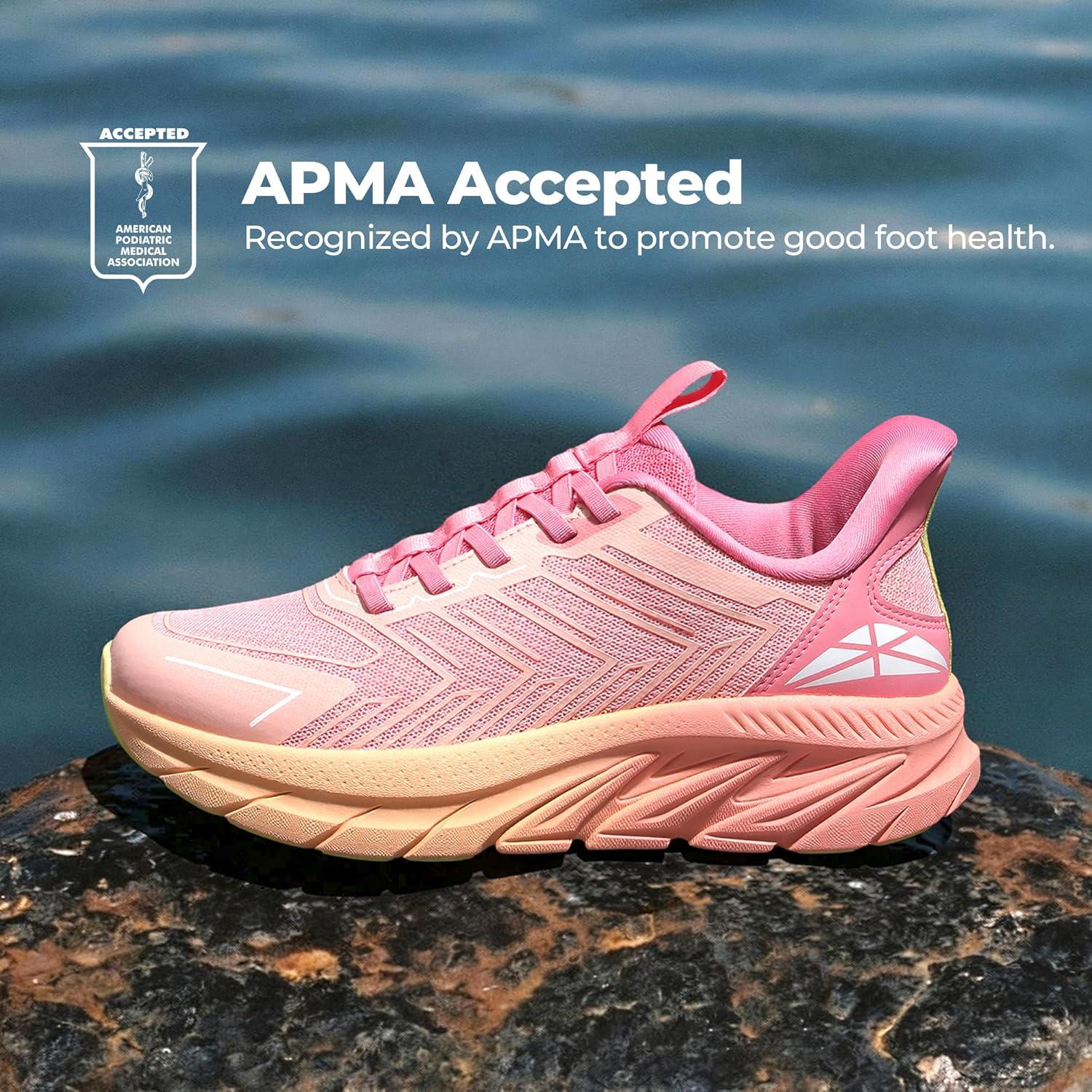 imageWomens Slip On Walking Shoes Running Comfortable Tennis Breathable Non Slip Athletic Gym Workout Cross Training Fashion SneakersPinkOrange