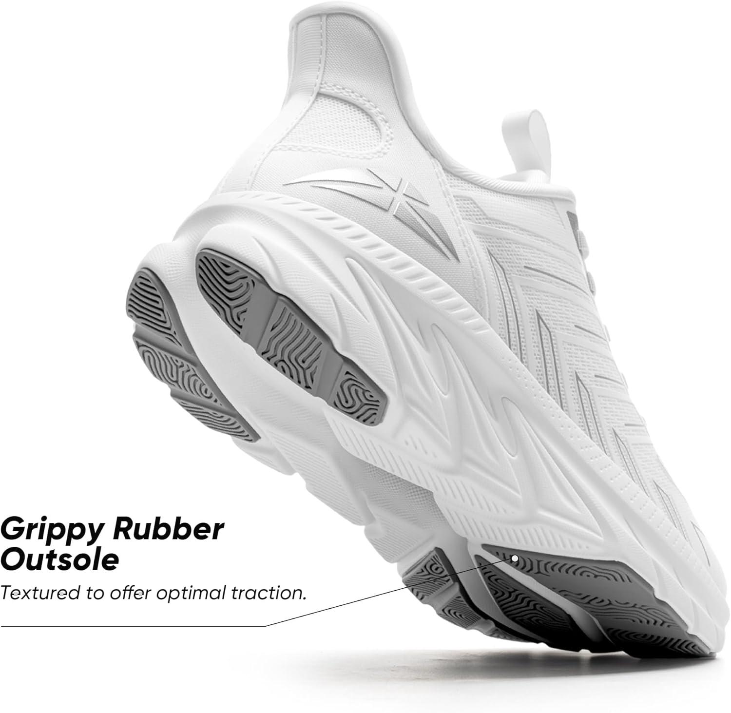 imageWomens Slip On Walking Shoes Running Comfortable Tennis Breathable Non Slip Athletic Gym Workout Cross Training Fashion SneakersWhite