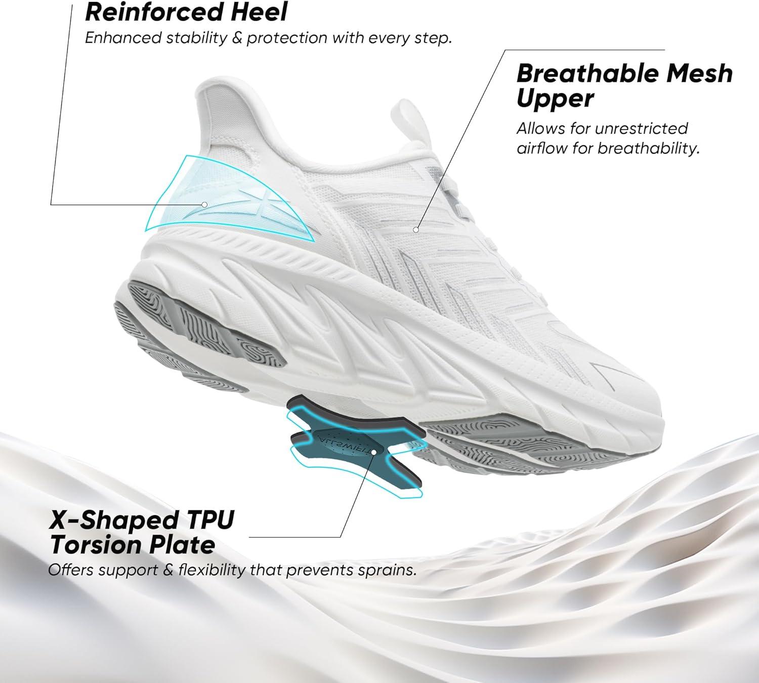 imageWomens Slip On Walking Shoes Running Comfortable Tennis Breathable Non Slip Athletic Gym Workout Cross Training Fashion SneakersWhite