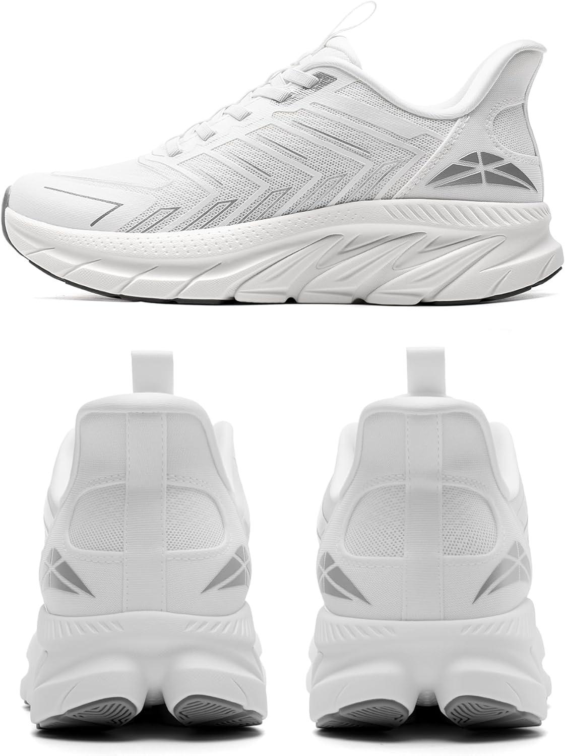 imageWomens Slip On Walking Shoes Running Comfortable Tennis Breathable Non Slip Athletic Gym Workout Cross Training Fashion SneakersWhite