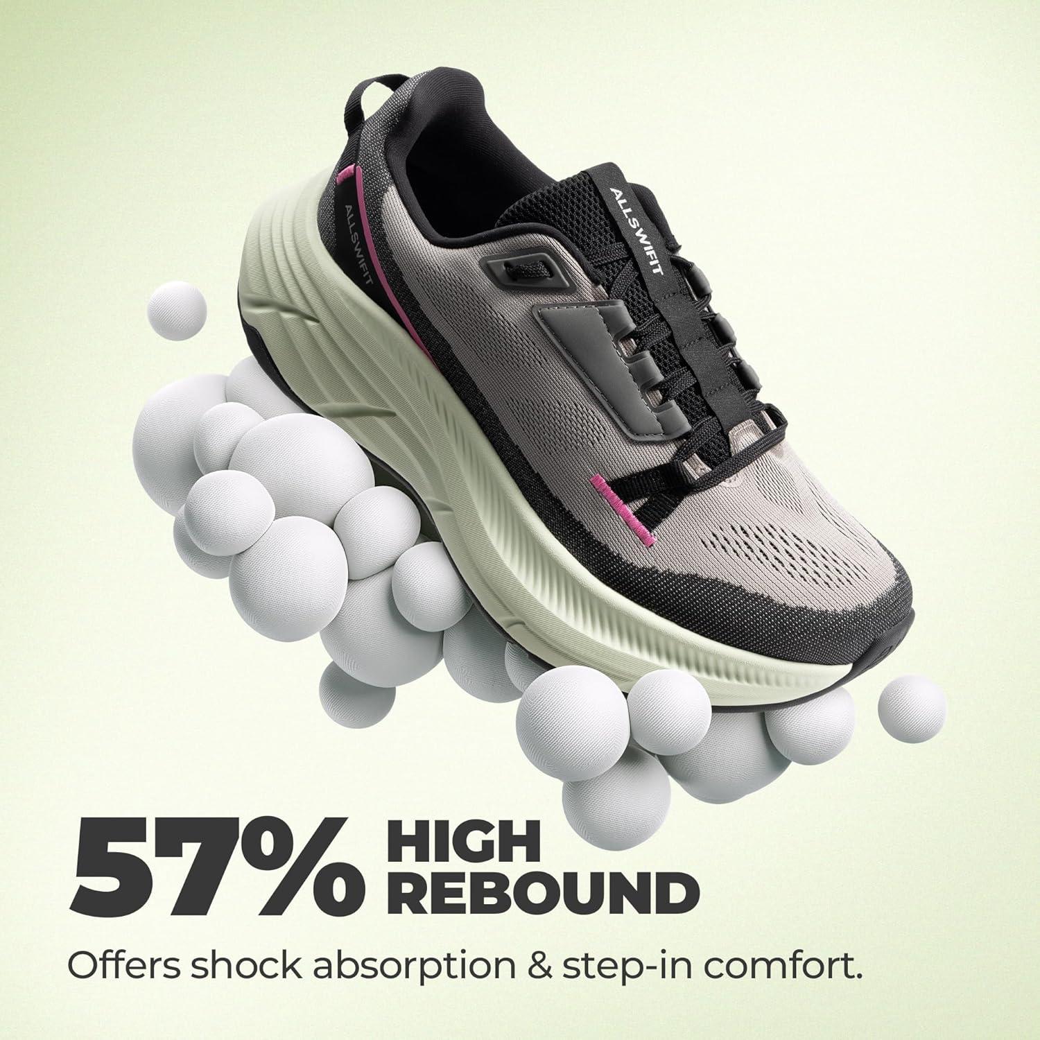 imageWomens Walking Shoes Cushion Running Tennis NonSlip Comfortable Workout Gym Athletic Breathable Fashion Sneakers ActiveLiteBlackGrey