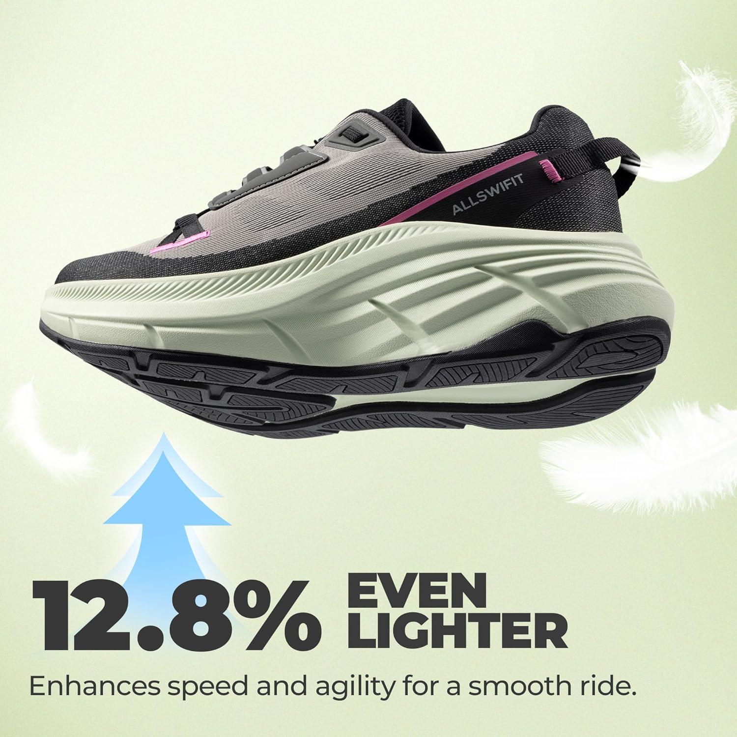 imageWomens Walking Shoes Cushion Running Tennis NonSlip Comfortable Workout Gym Athletic Breathable Fashion Sneakers ActiveLiteBlackGrey