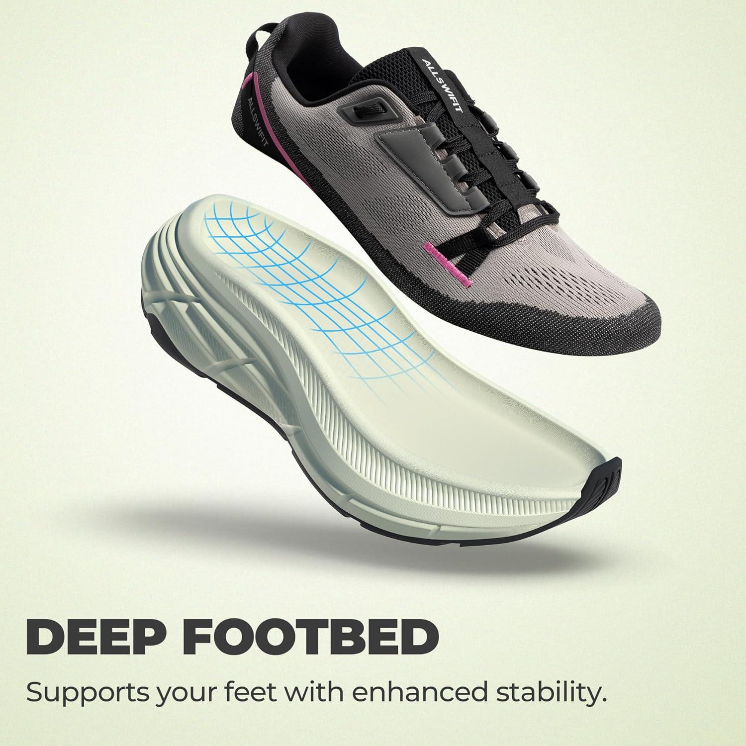 imageWomens Walking Shoes Cushion Running Tennis NonSlip Comfortable Workout Gym Athletic Breathable Fashion Sneakers ActiveLiteBlackGrey