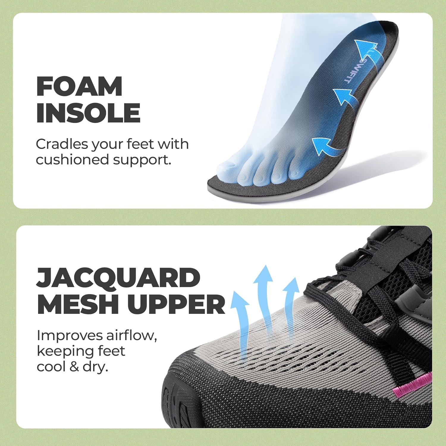 imageWomens Walking Shoes Cushion Running Tennis NonSlip Comfortable Workout Gym Athletic Breathable Fashion Sneakers ActiveLiteBlackGrey