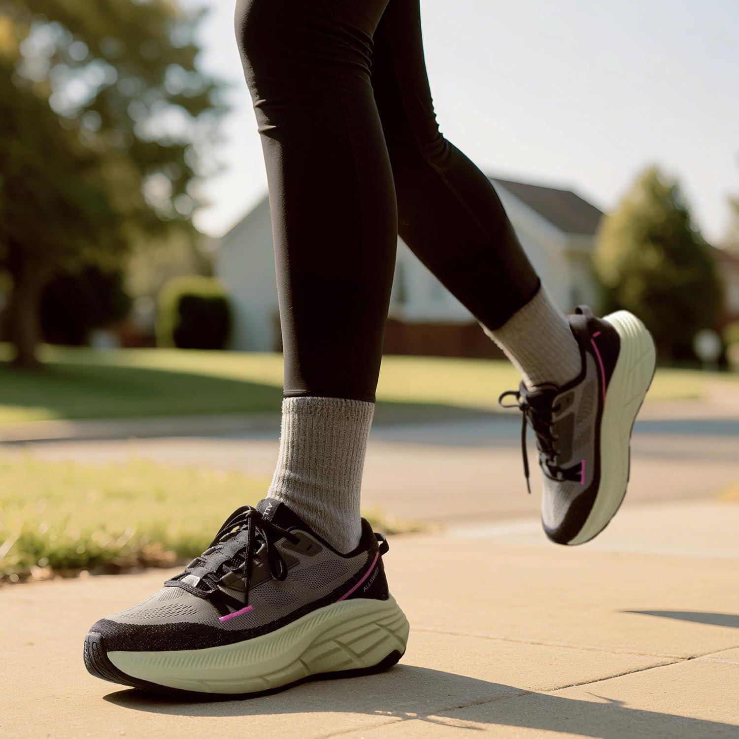 imageWomens Walking Shoes Cushion Running Tennis NonSlip Comfortable Workout Gym Athletic Breathable Fashion Sneakers ActiveLiteBlackGrey