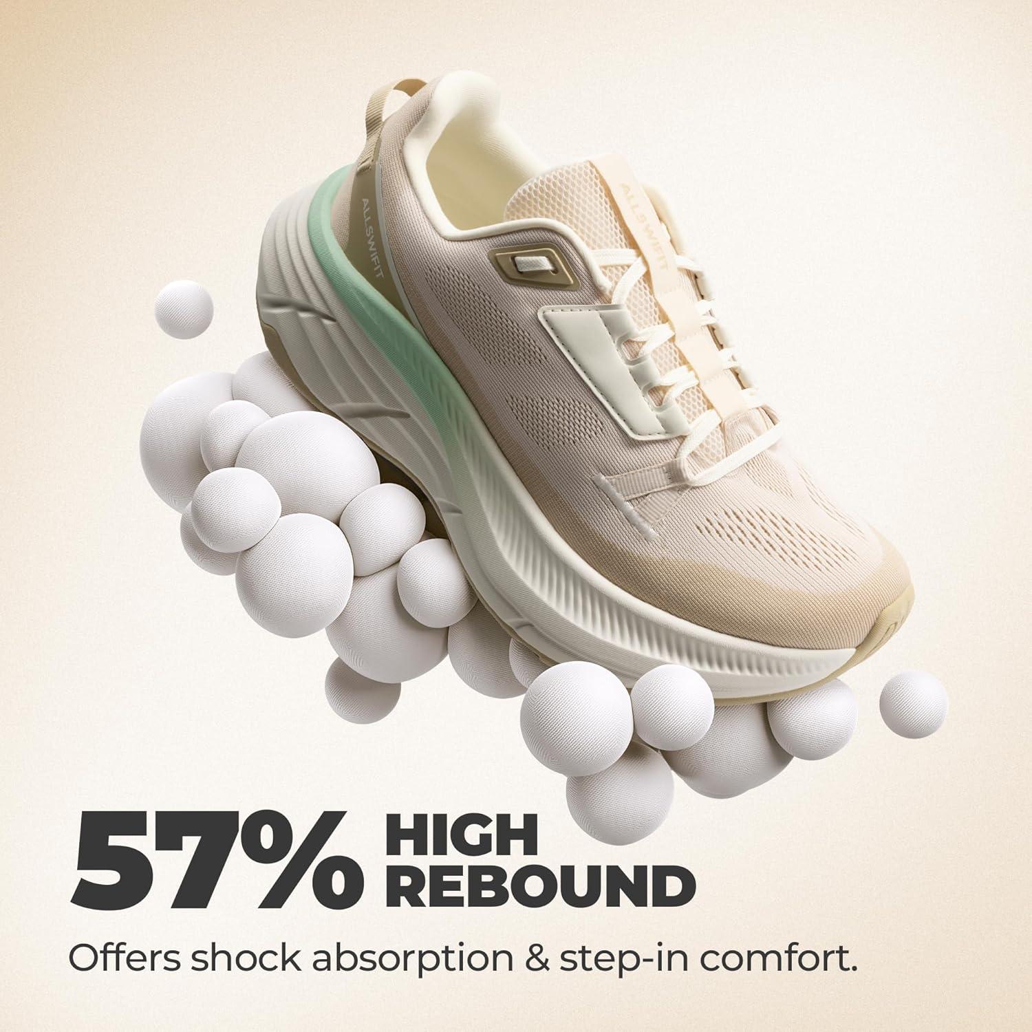 imageWomens Walking Shoes Cushion Running Tennis NonSlip Comfortable Workout Gym Athletic Breathable Fashion Sneakers ActiveLiteCream