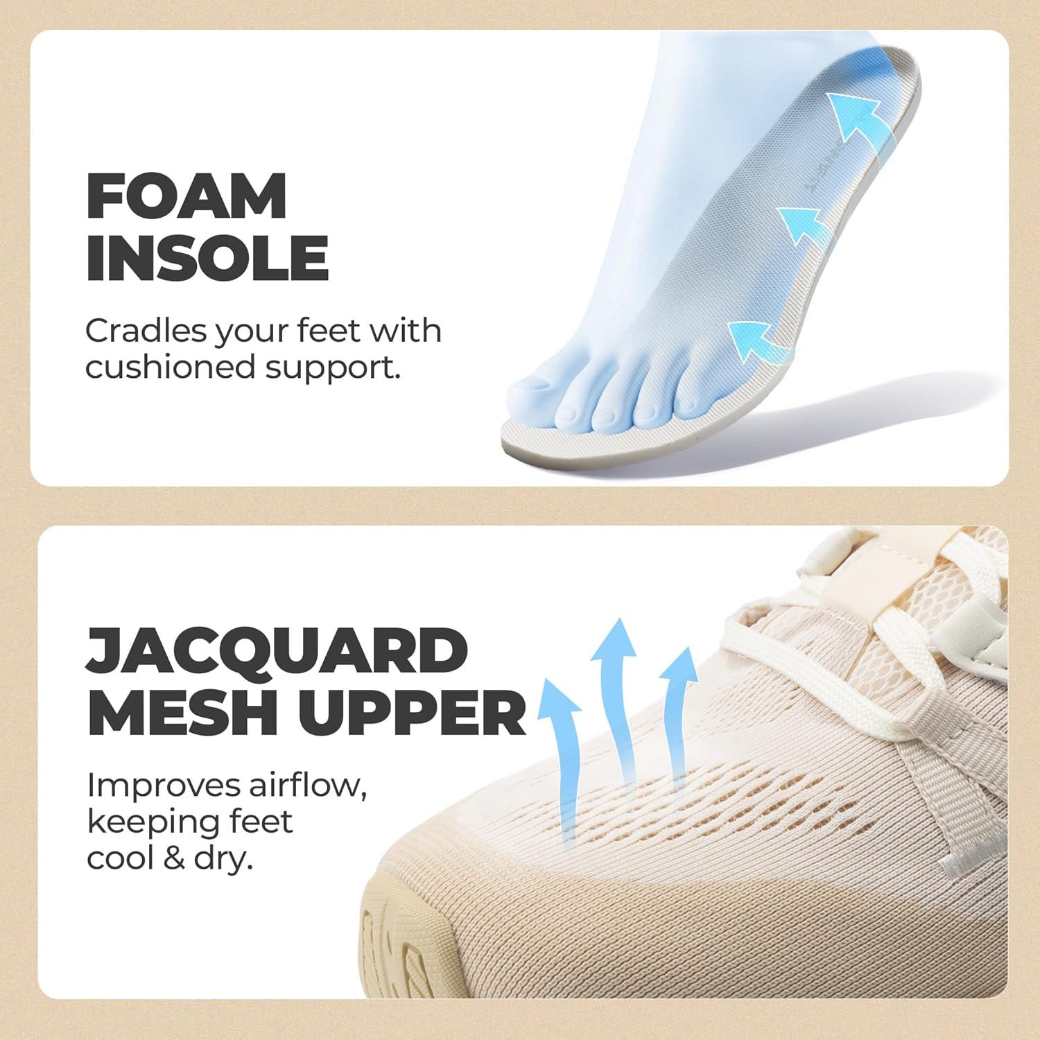 imageWomens Walking Shoes Cushion Running Tennis NonSlip Comfortable Workout Gym Athletic Breathable Fashion Sneakers ActiveLiteCream